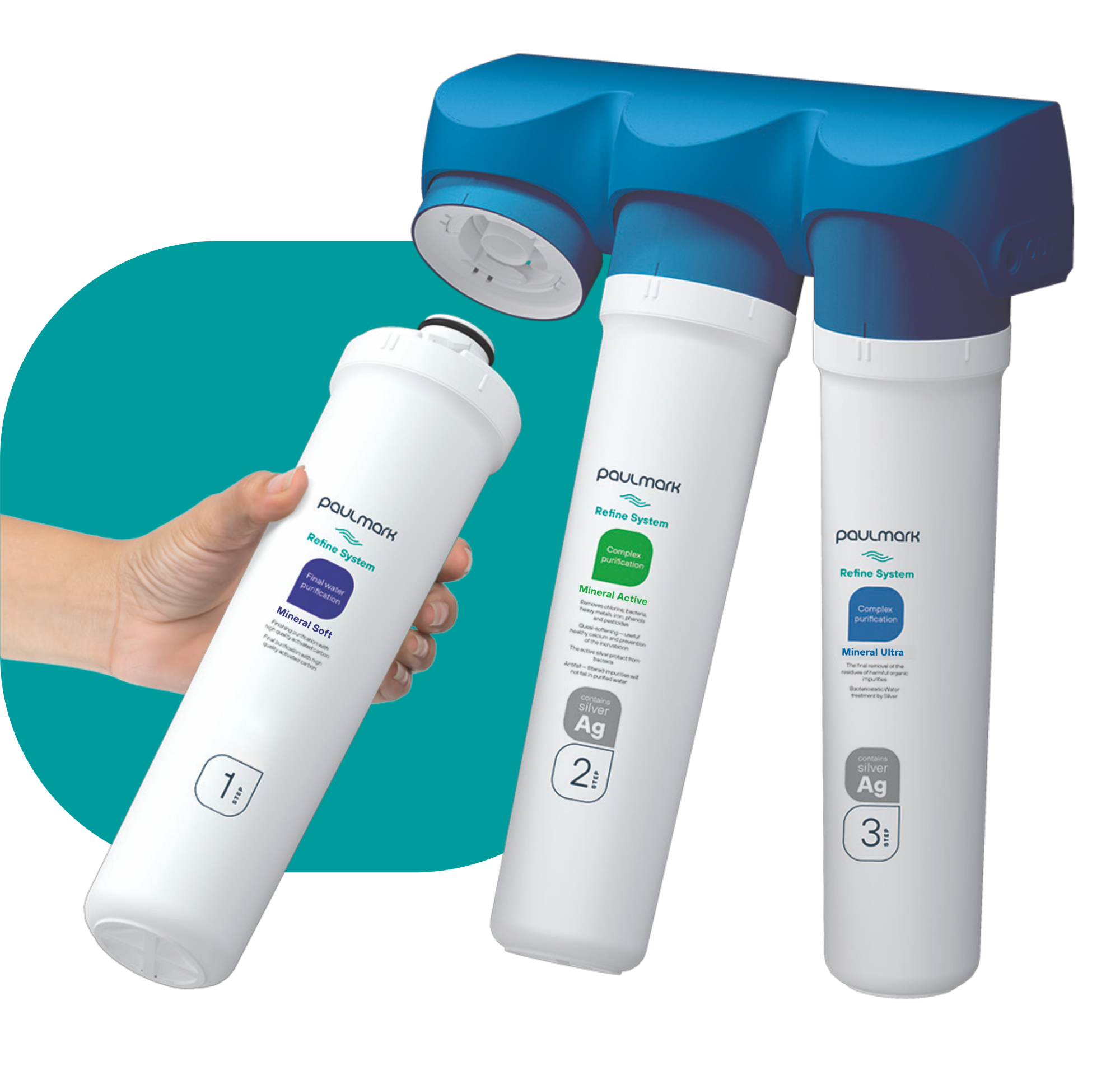 Система фильтрации воды 3-х ступенчатая refine system, pm-110003, paulmark