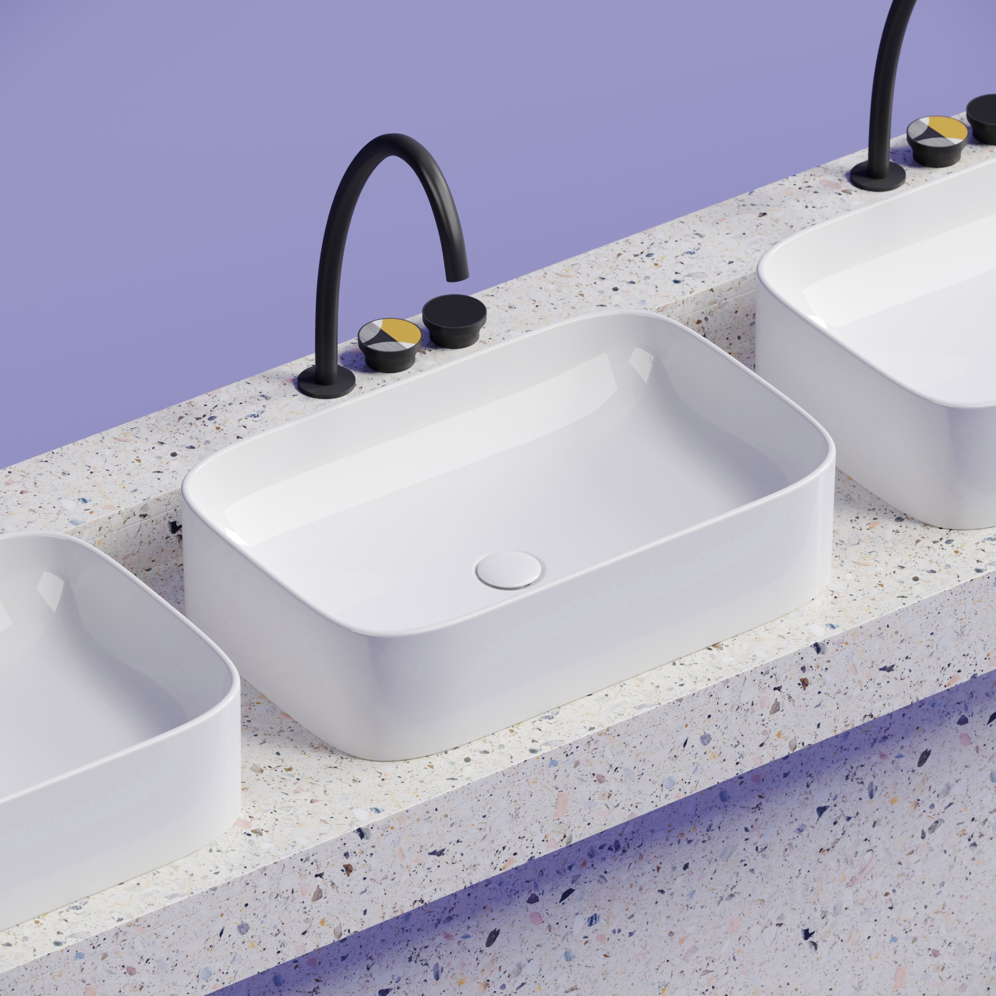 Умывальник чаша накладная прямоугольная element 605x380x150мм