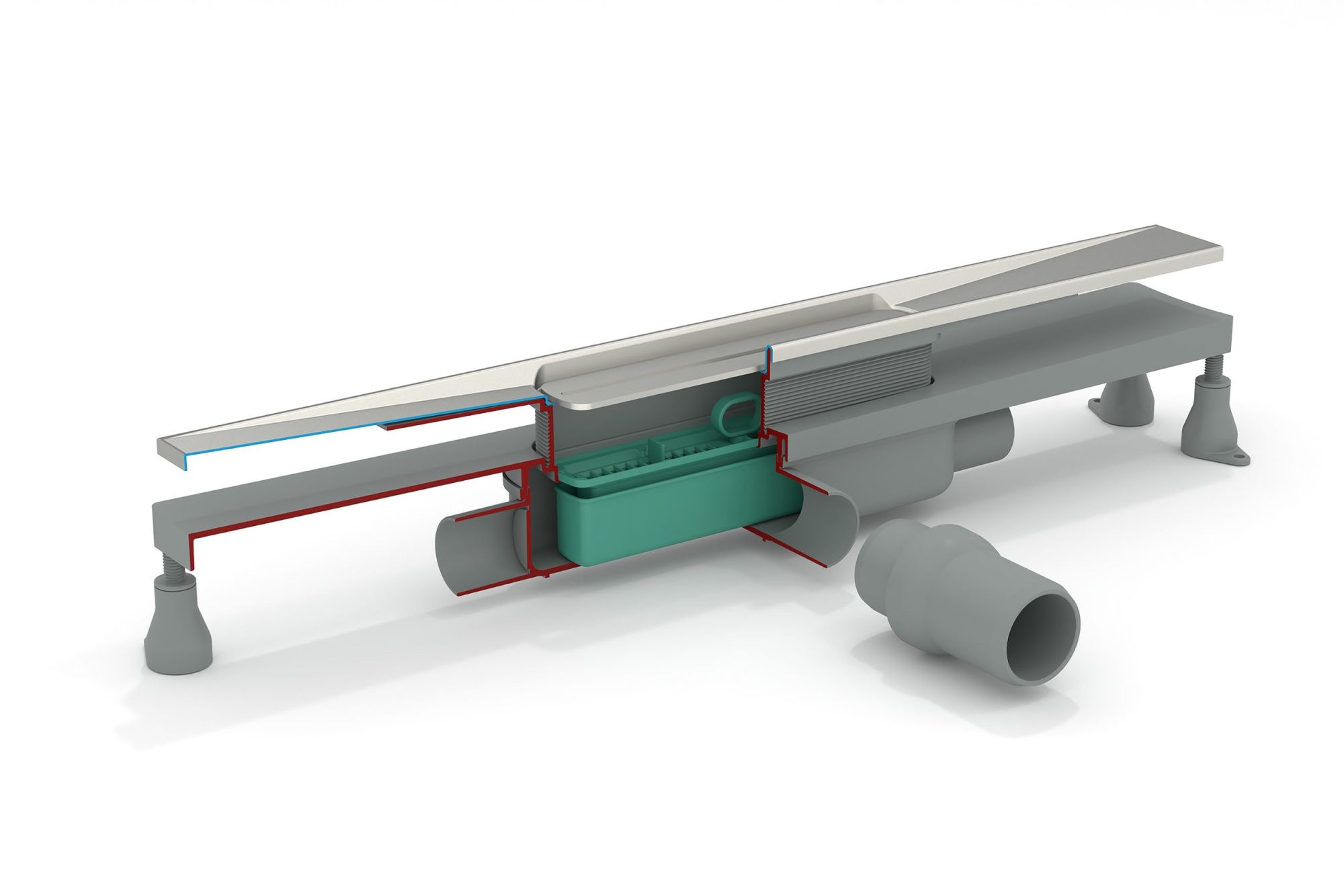 Дренажный канал 80 см, гидрозатвор, abs, горизонтальный выход omp tea emyflow 5963.204.8.3, золото брашированное
