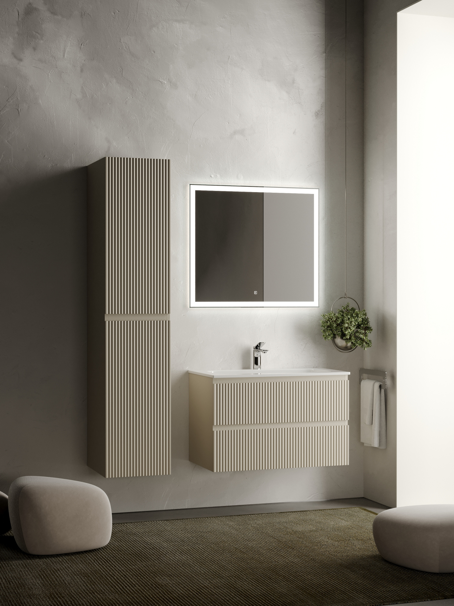 Тумба подвесная sancos snob r 790х445х500, c двумя ящиками оснащенными доводчиками, beige soft , арт.snr80ce