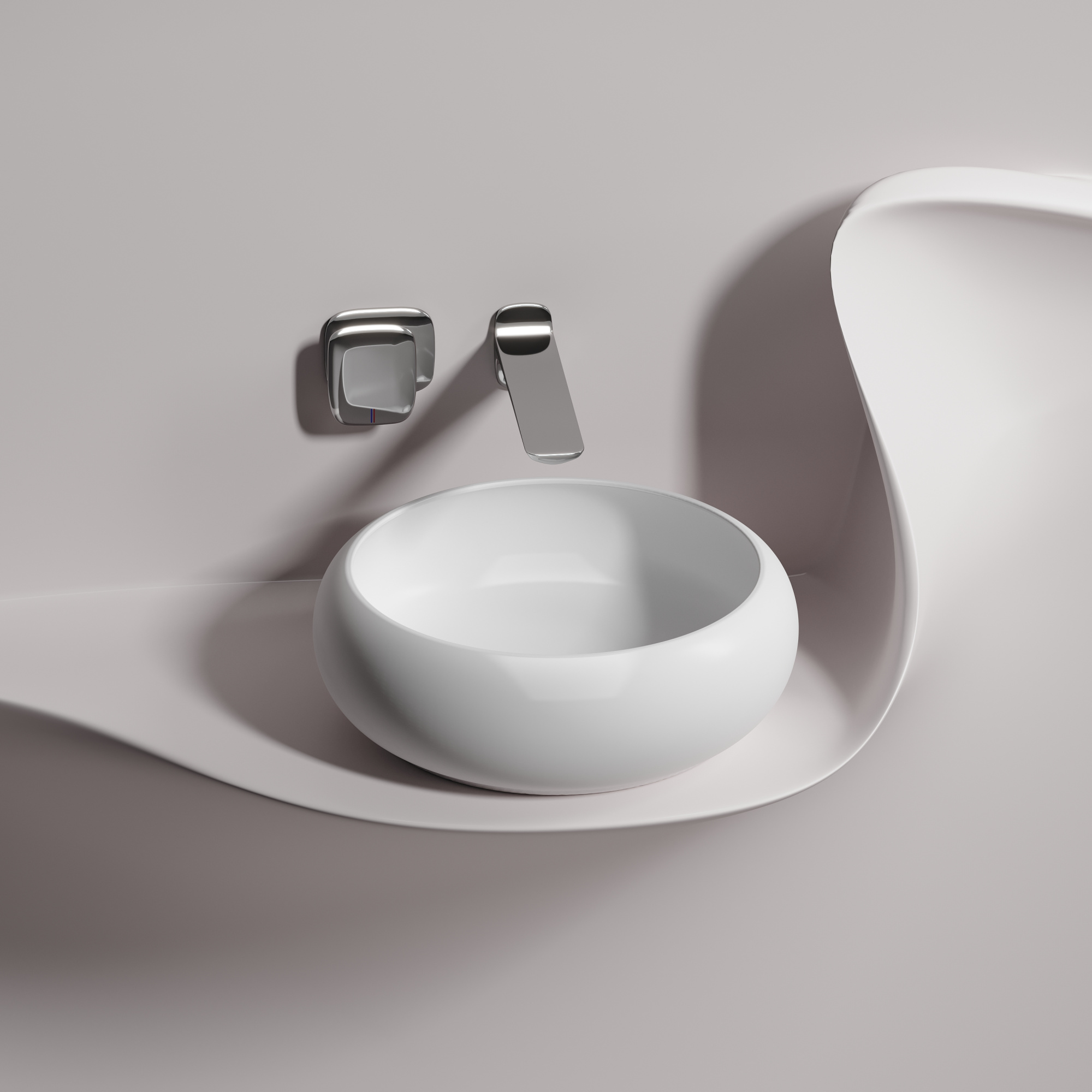 Умывальник чаша накладная круглая (цвет белый матовый) element 360x360x120мм