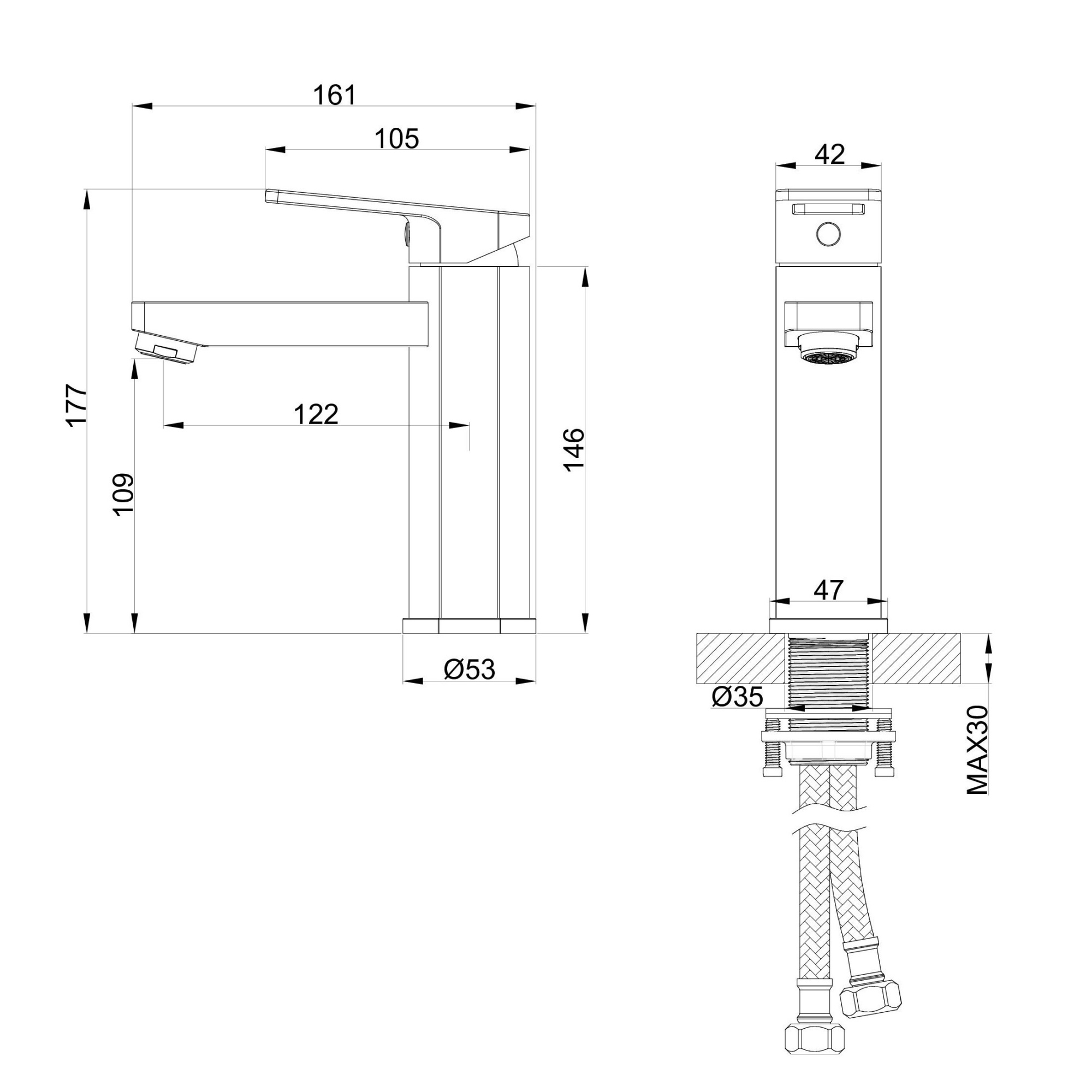 Смеситель для раковины wonzon & woghand frame, черный матовый (ww-88139010-mb)
