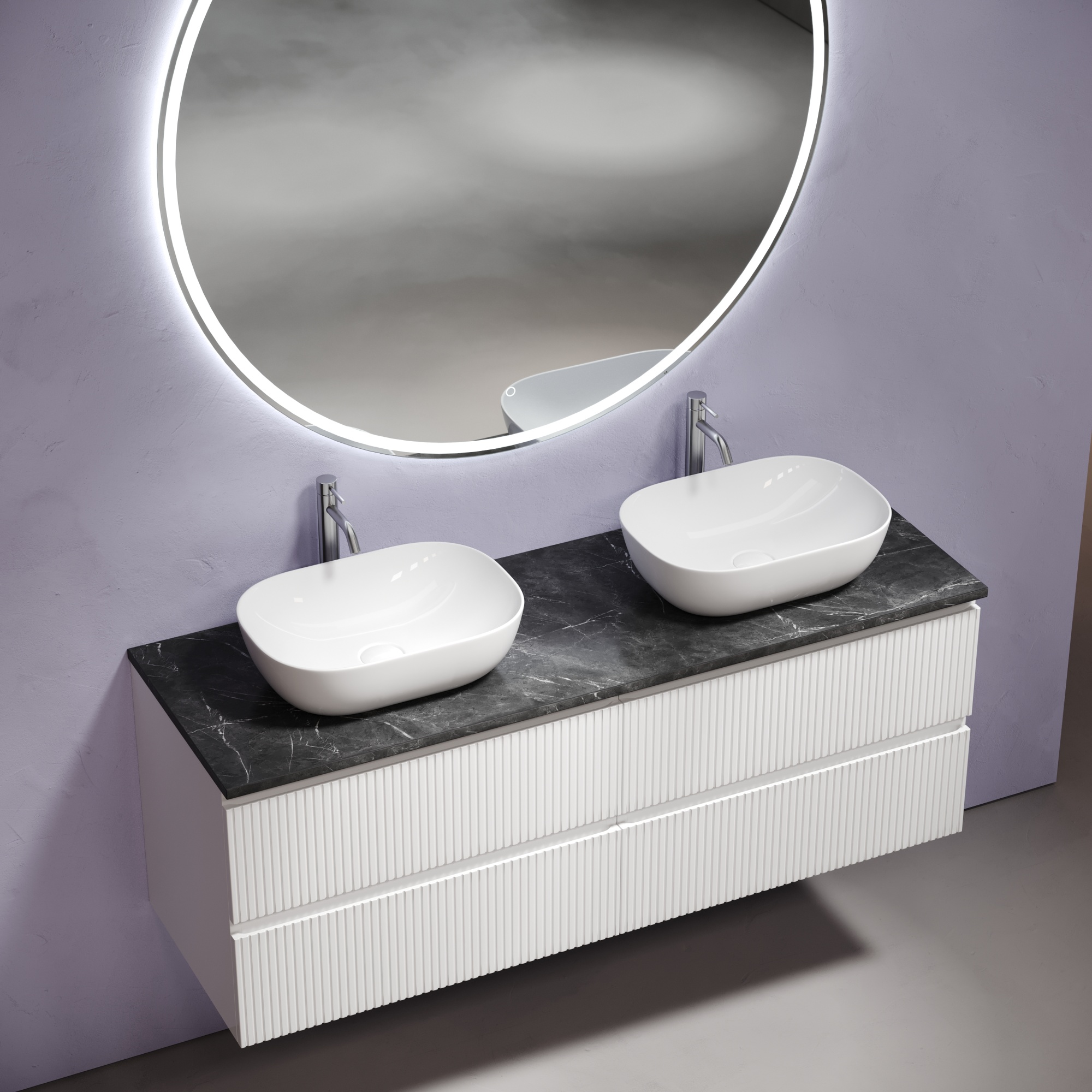 Столешница для ванной комнаты из керамогранита sancos black sky 1400х460 c отверстием под смеситель, арт.tt140a1x