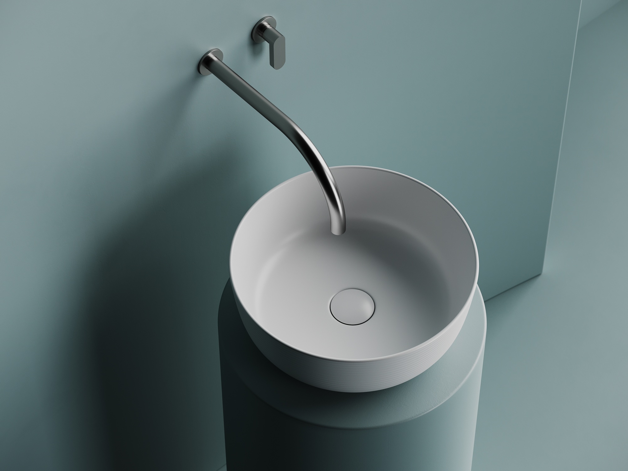 Раковина накладная круглая 356x356x135, цвет белый матовый