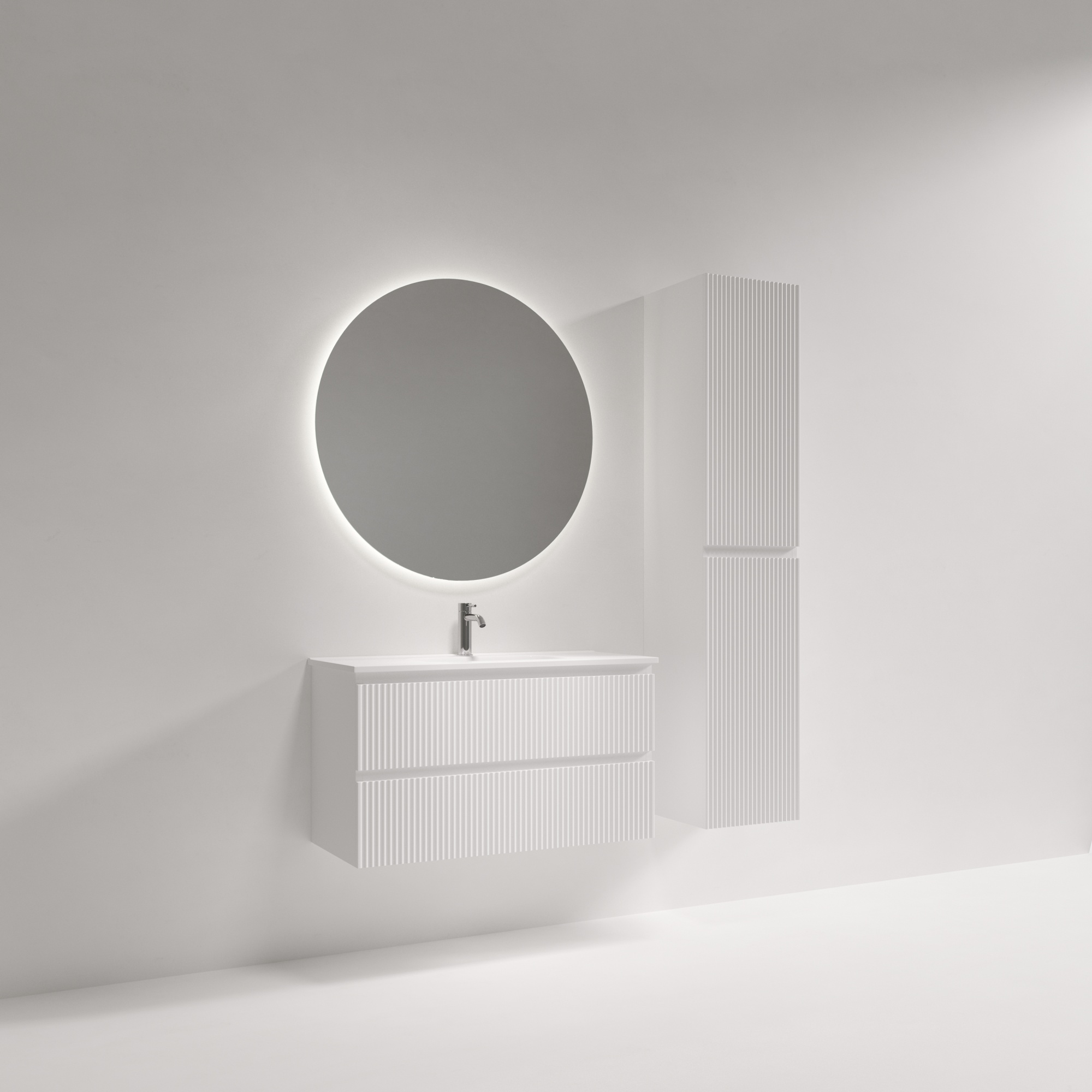 Тумба подвесная SANCOS Snob R 890х390х500, c двумя ящиками оснащенными доводчиками, Bianco, арт.SNR90/39W