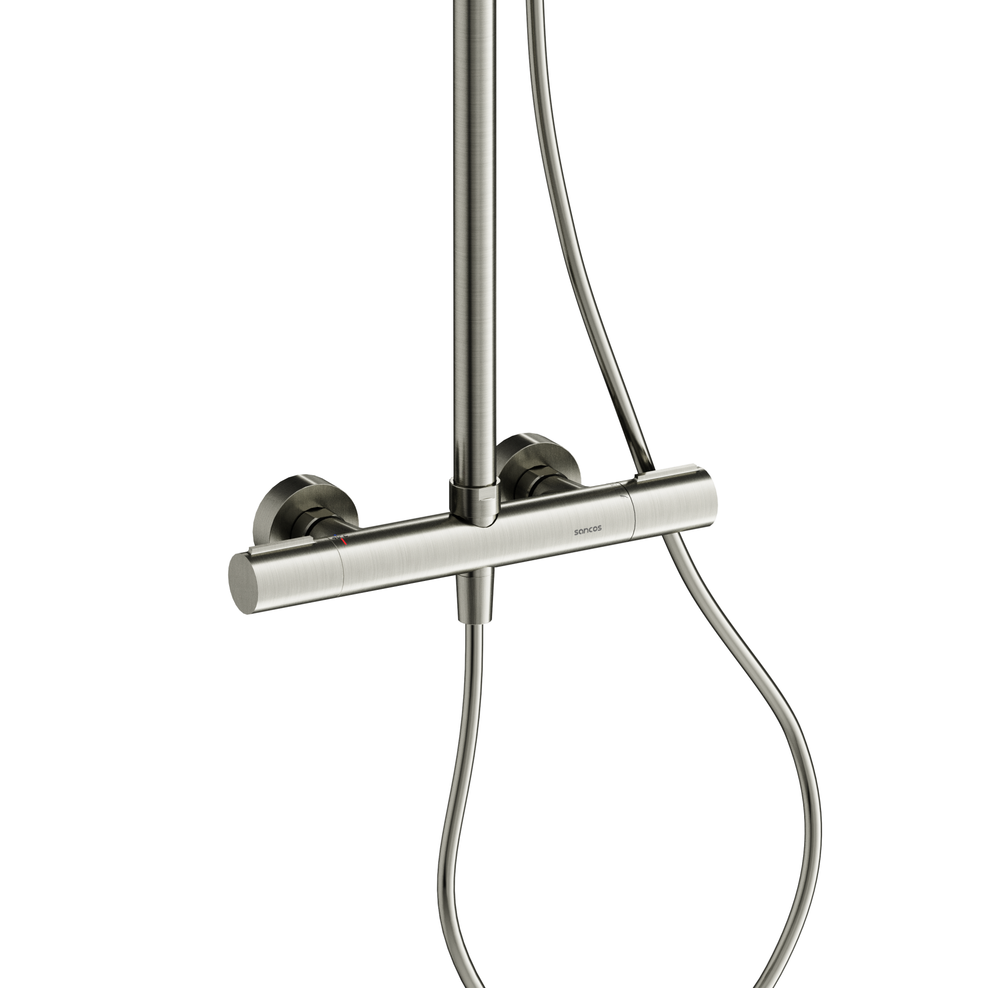 Душевая стойка с термостатом SANCOS Etna, брашированный никель, PVD покрытие, арт. SC9007BN