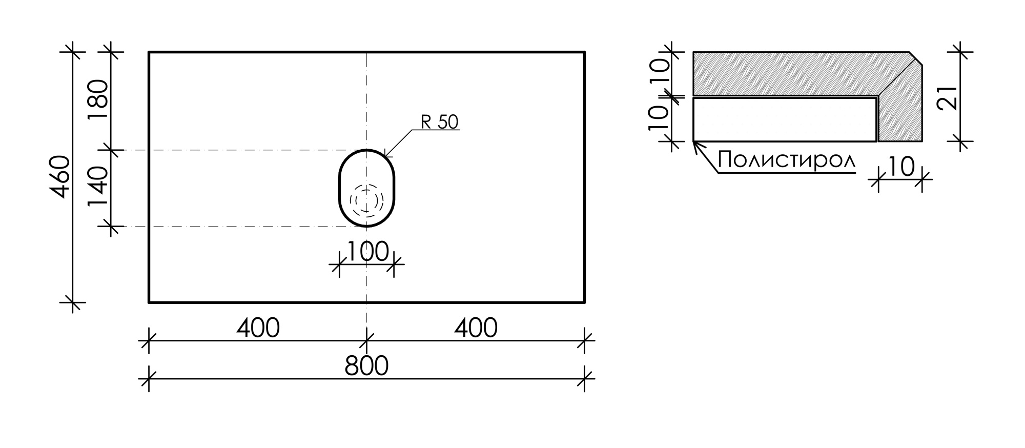 Столешница для ванной комнаты sancos  800х460 , арт. tt80a1