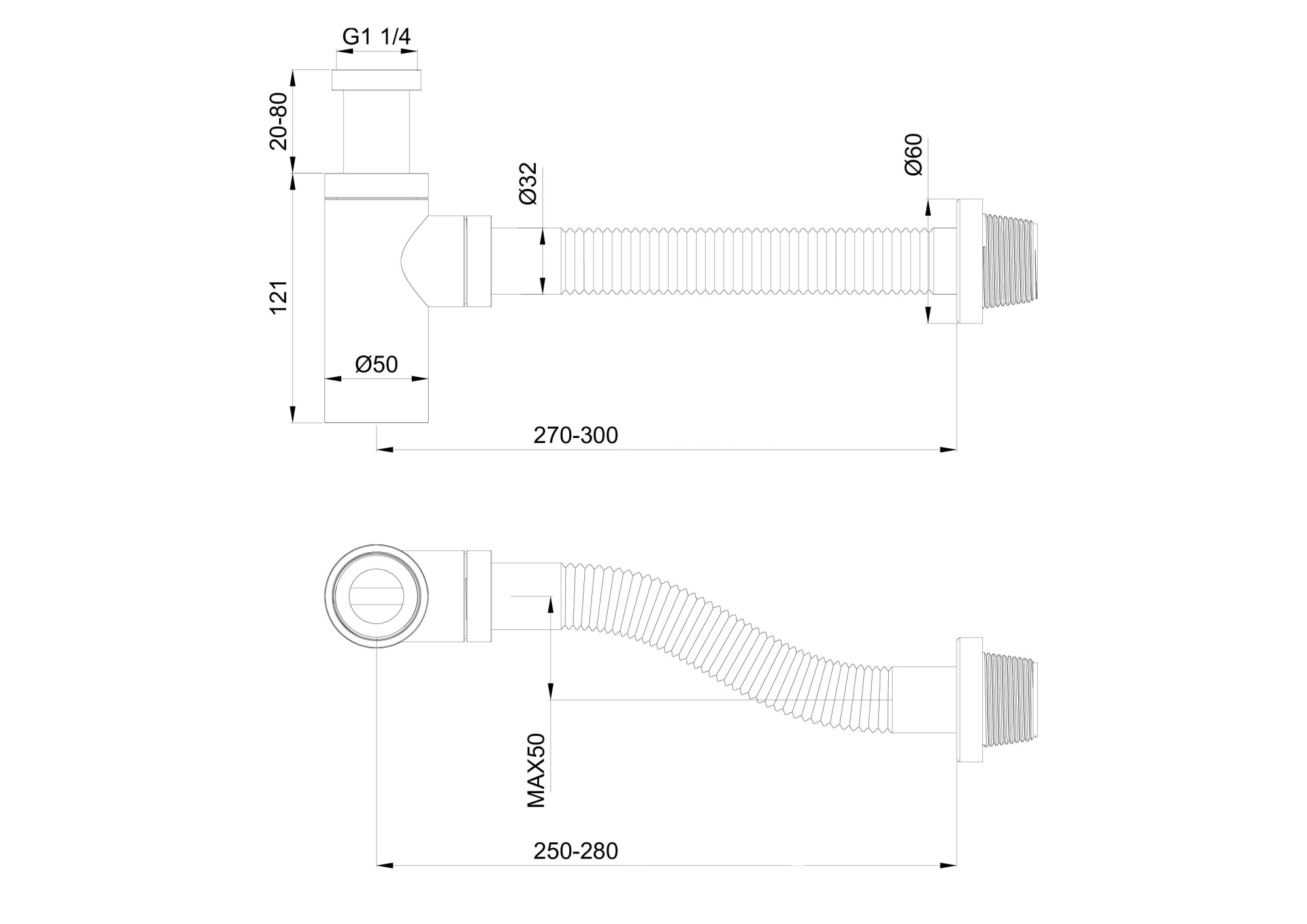 Сифон для раковины wonzon & woghand, черный матовый (ww-88ss101-mb)