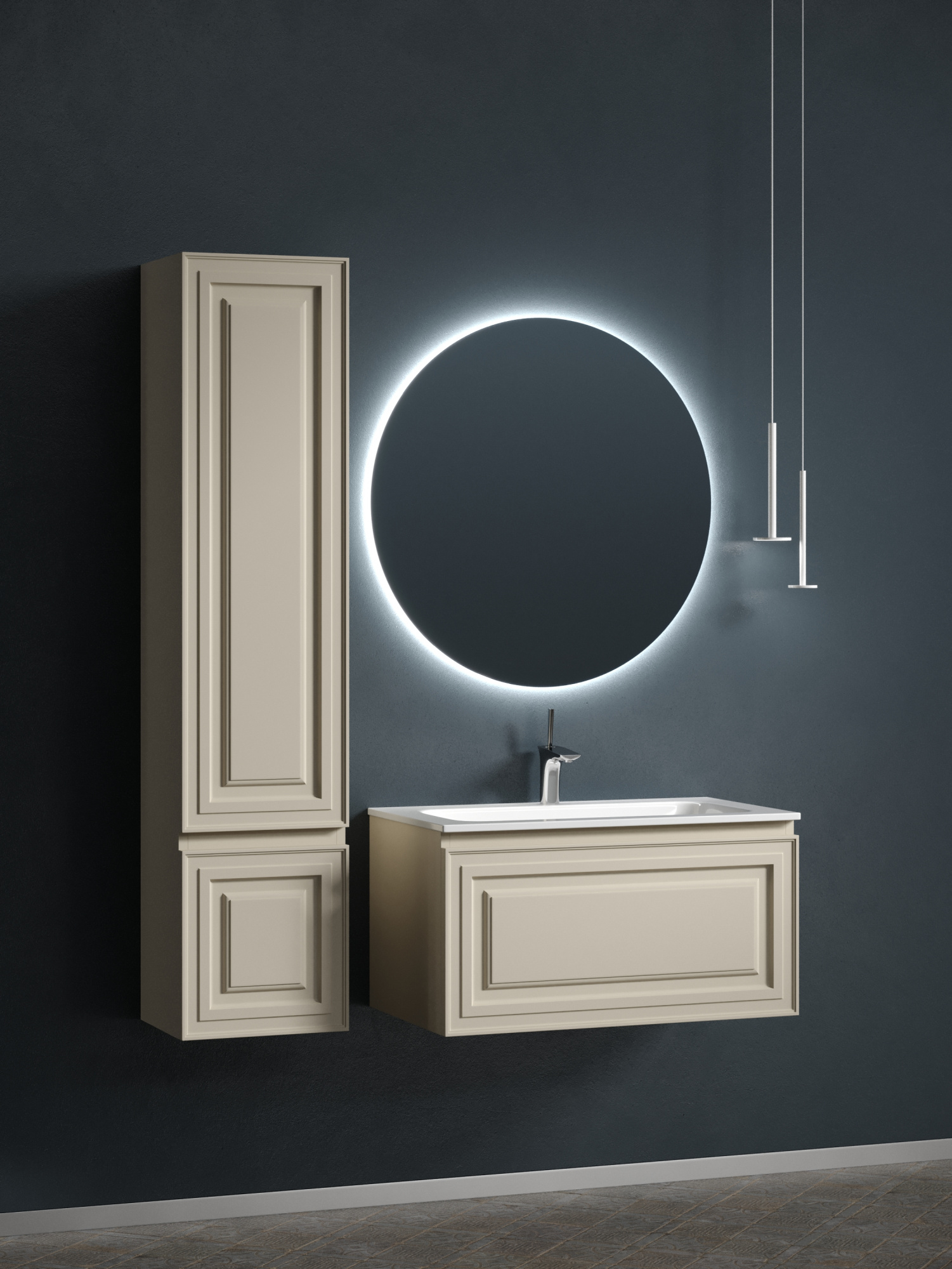 Тумба подвесная sancos very 790х445х406, c одним  ящиком оснащенным доводчиками, beige soft , арт.vr80ce