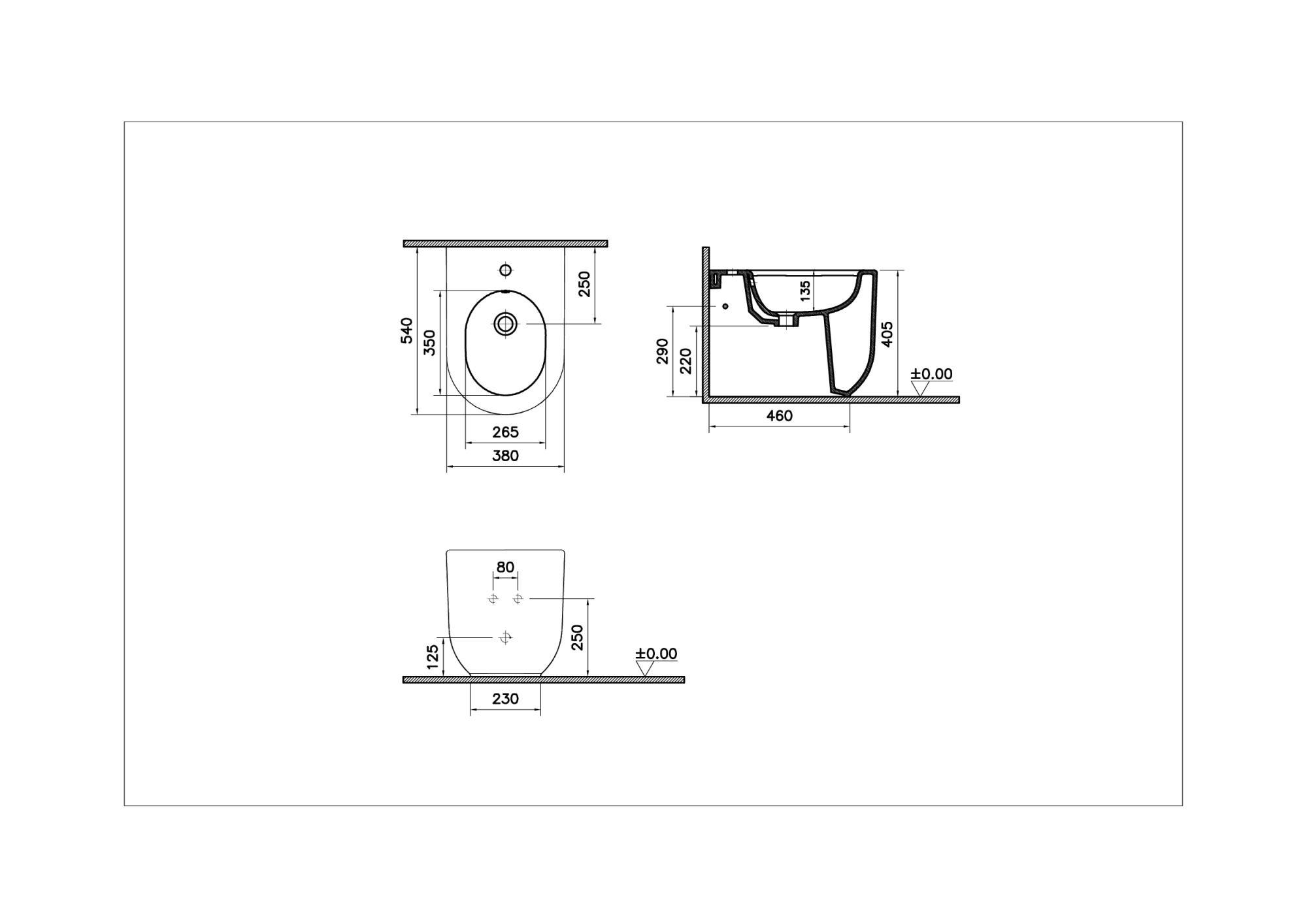 Напольное биде liquid, 54 см, белый (донный клапан включен в комплект, смеситель для биде продается отдельно)