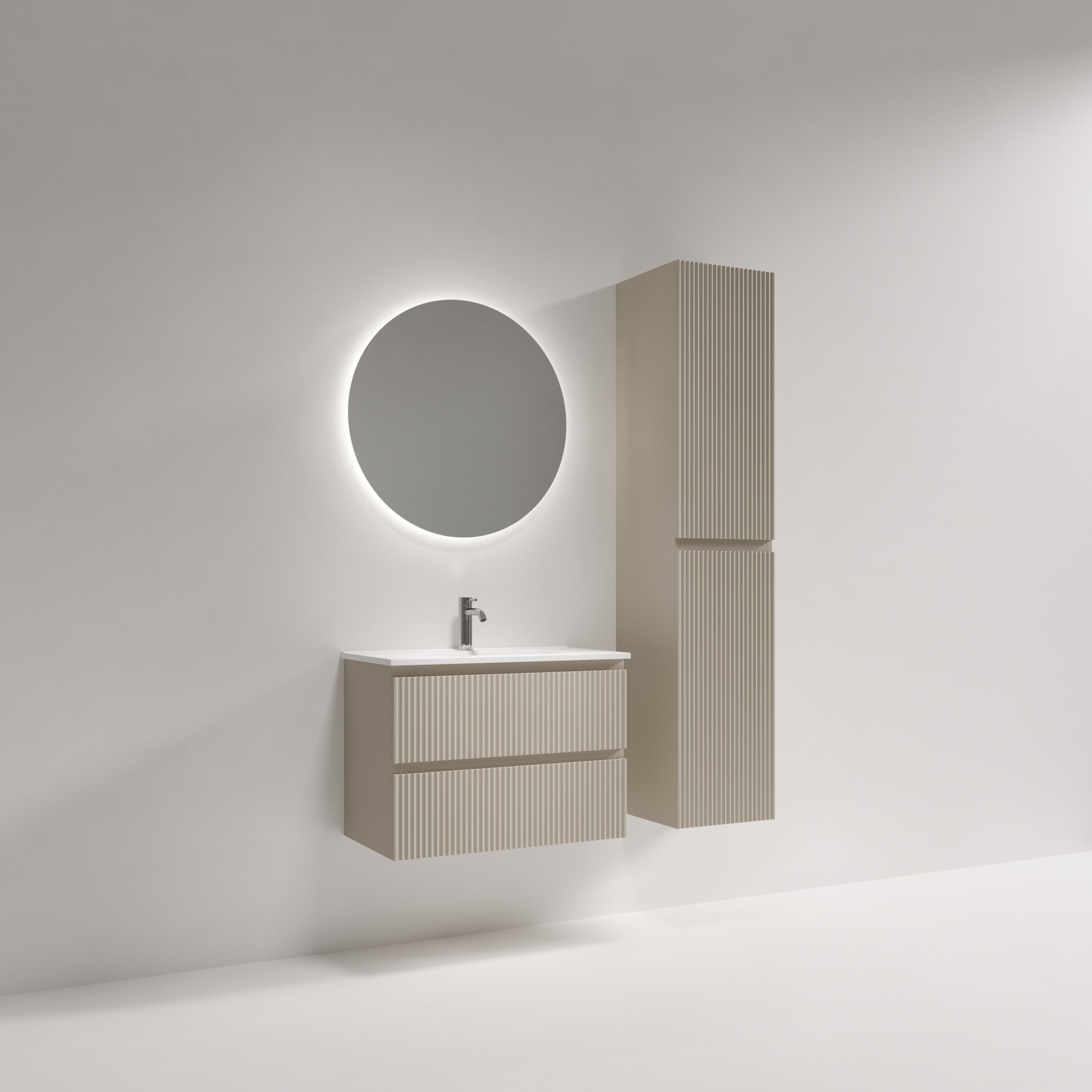 Тумба подвесная SANCOS Snob R 690х390х500, c двумя ящиками оснащенными доводчиками, Beige Soft , арт.SNR70/39CE