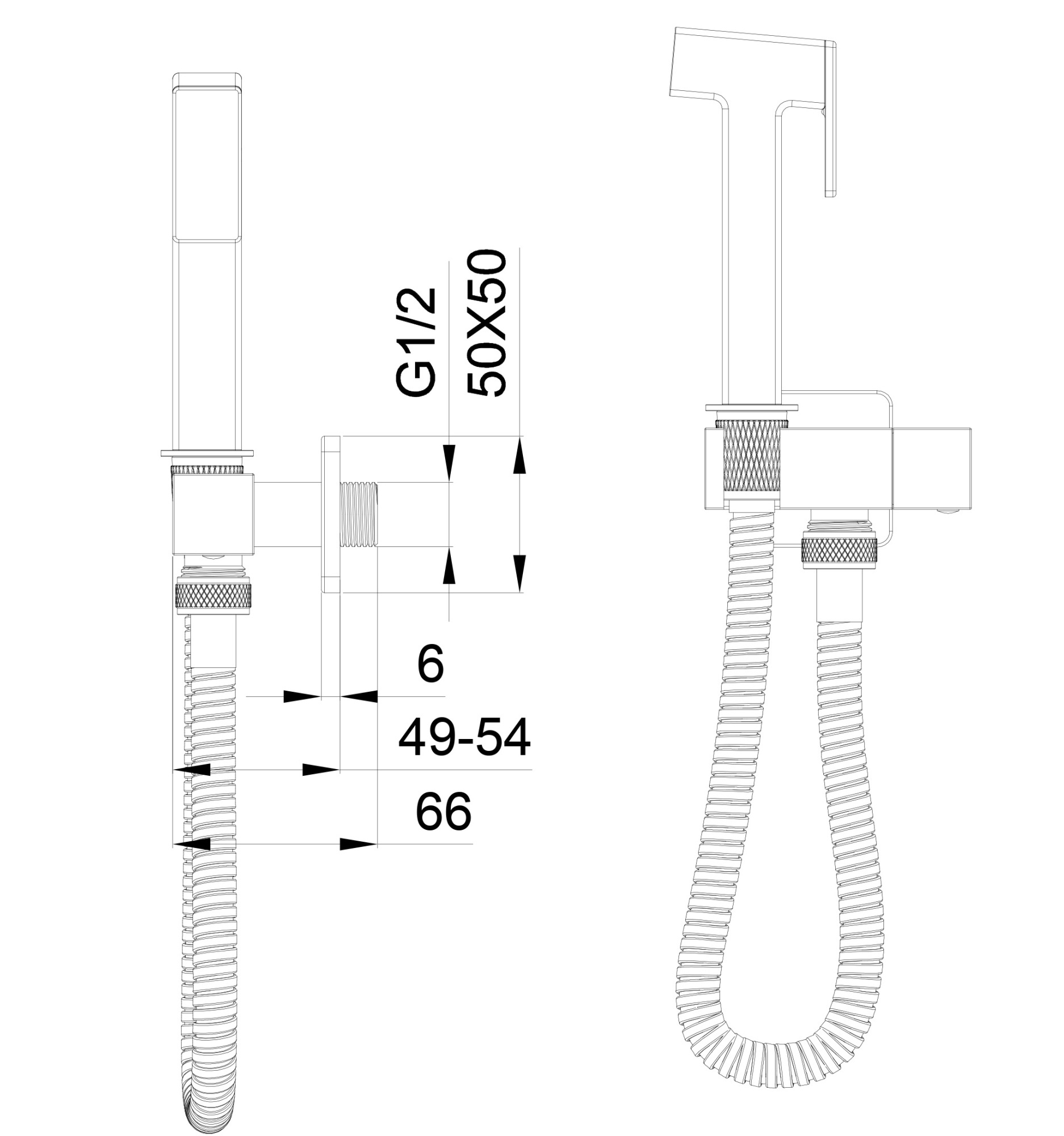Смеситель с гигиеническим душем встраиваемый wonzon & woghand, хром (ww-88809904-cr)