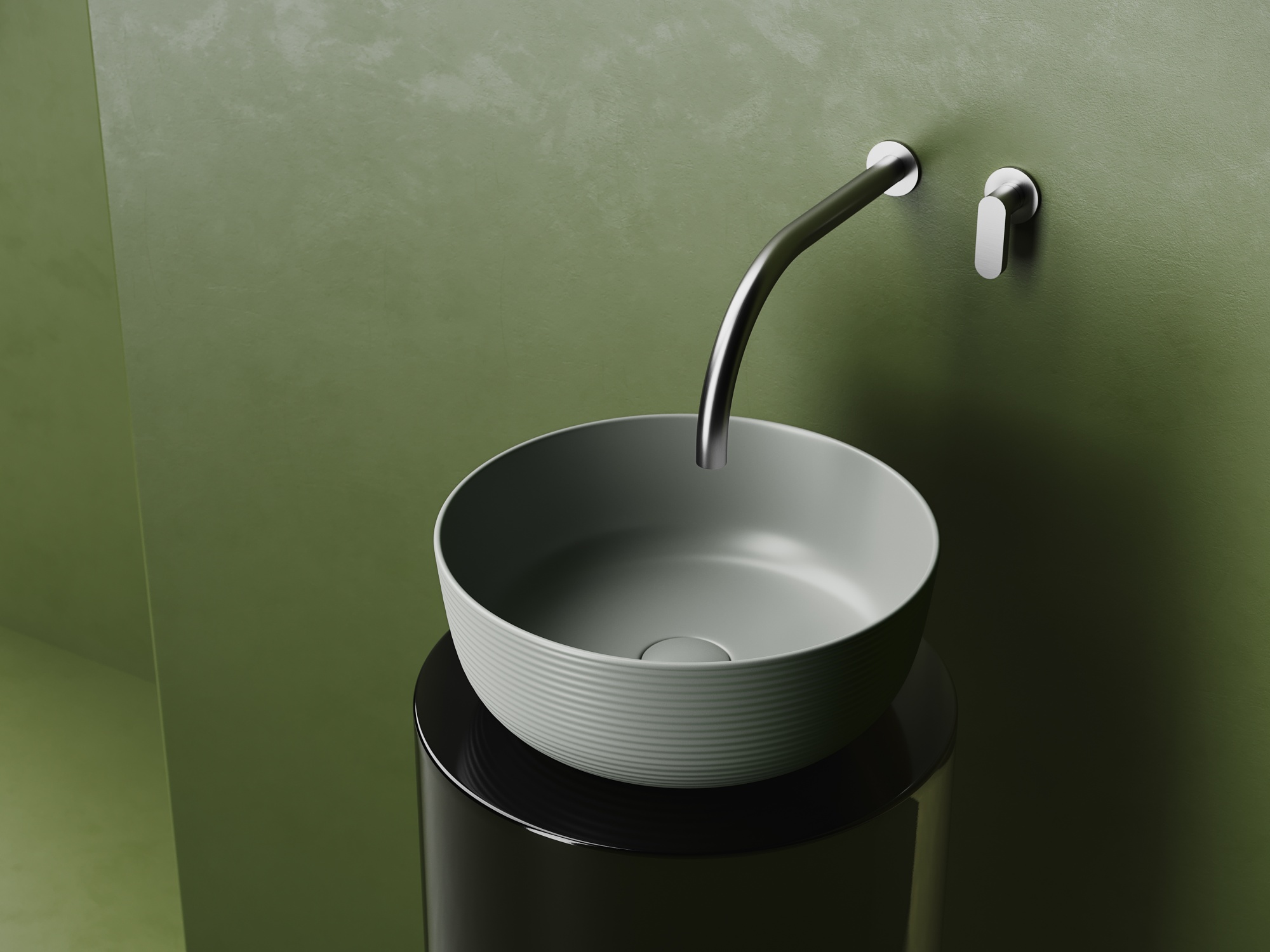 Раковина накладная круглая 356x356x135, цвет антрацит матовый Раковина накладная круглая 356x356x135, цвет антрацит матовый