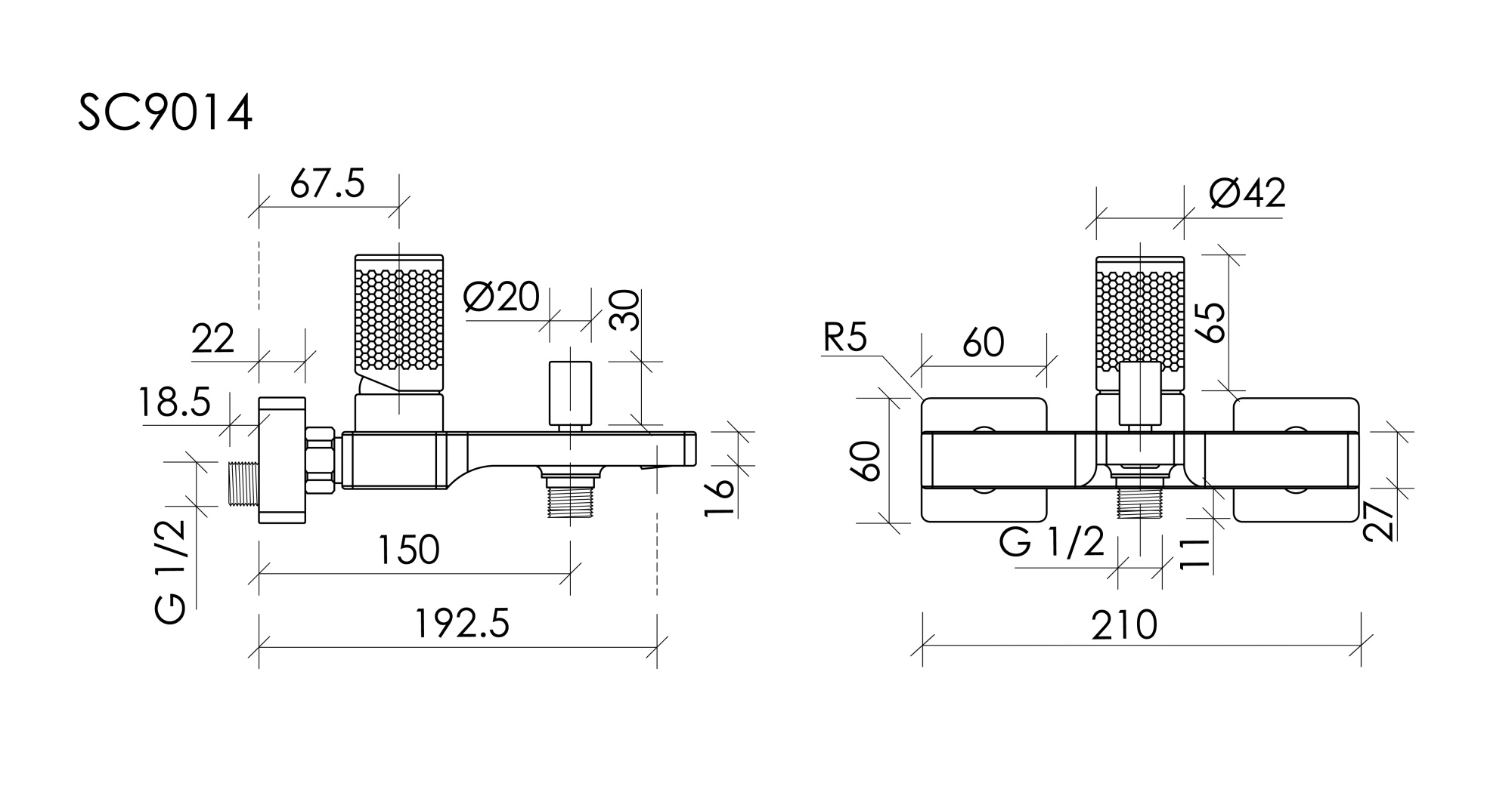 Смеситель для ванны и душа SANCOS Nexus, брашированный никель, PVD покрытие, арт. SC9014BN