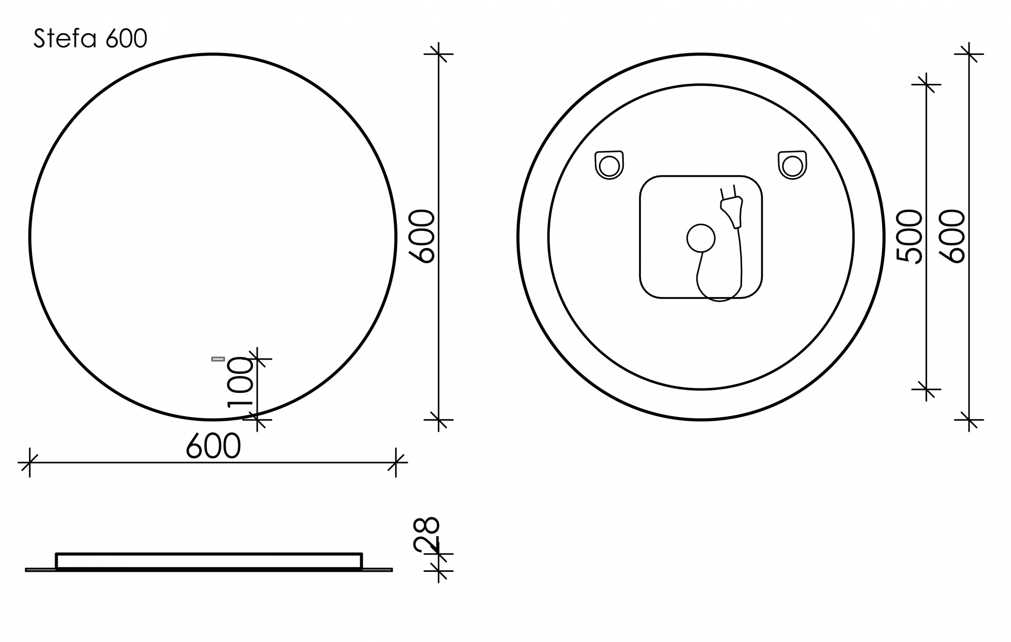 Зеркало для ванной комнаты  sancos sfera d600  c  подсветкой , арт. sf600