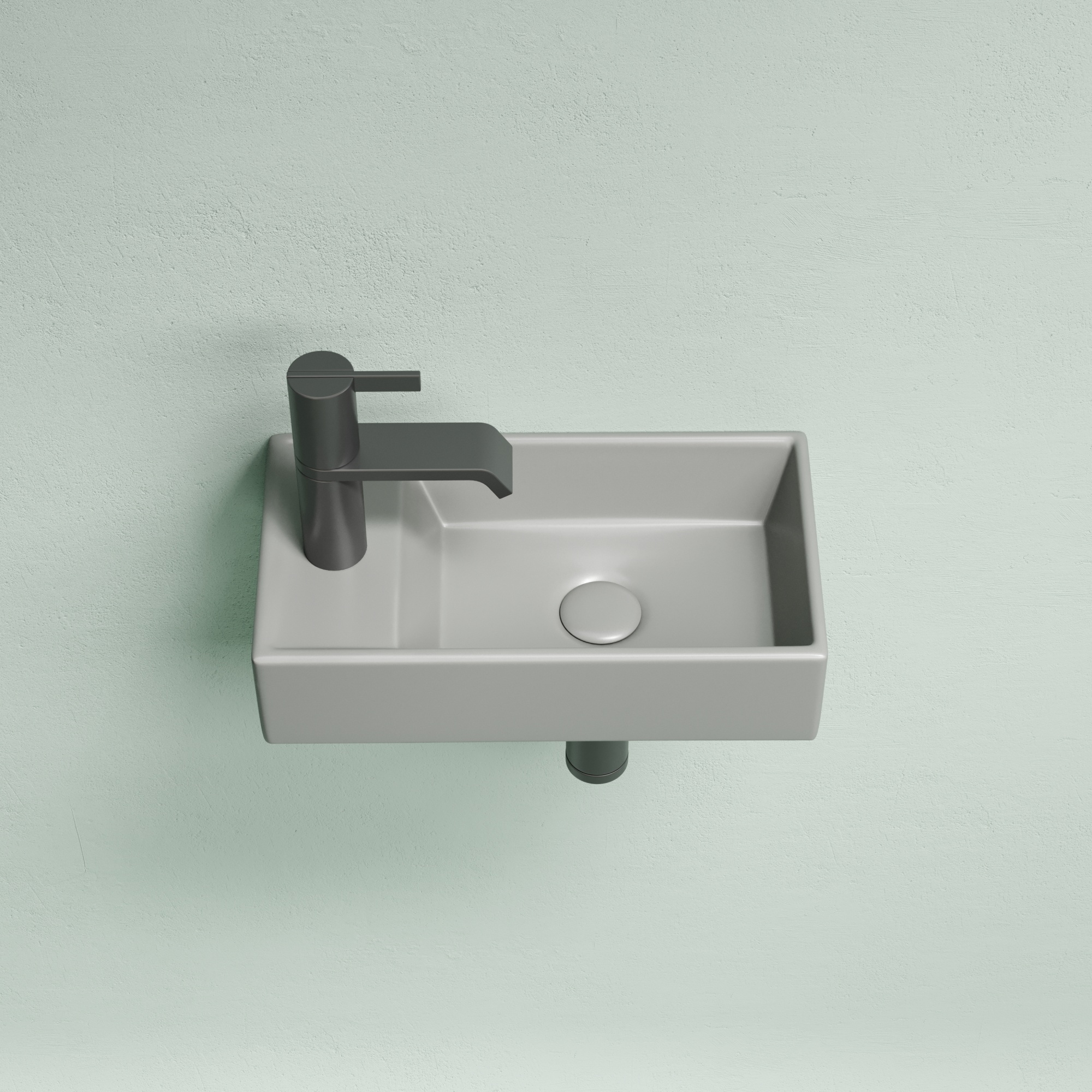 Умывальник подвесной прямоугольный (чаша справа, отверстие под смеситель слева) цвет антрацит матовый element 407x217x100