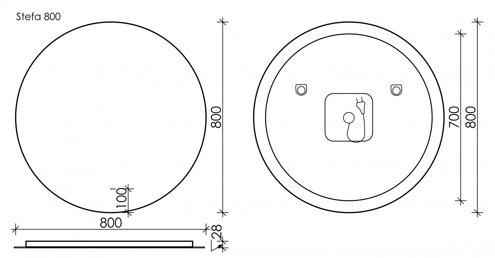 Зеркало для ванной комнаты  sancos sfera d800  c  подсветкой , арт. sf800