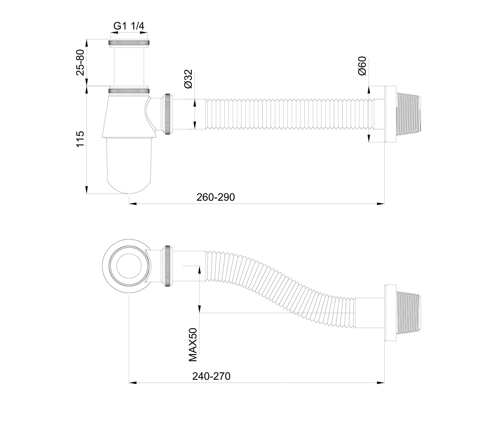 Сифон для раковины wonzon & woghand, хром (ww-88ss102-cr)