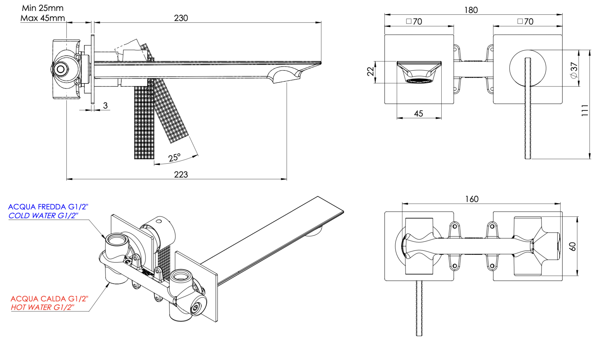 Смеситель для раковины daniel club anc632plfz, черный брашированный хром