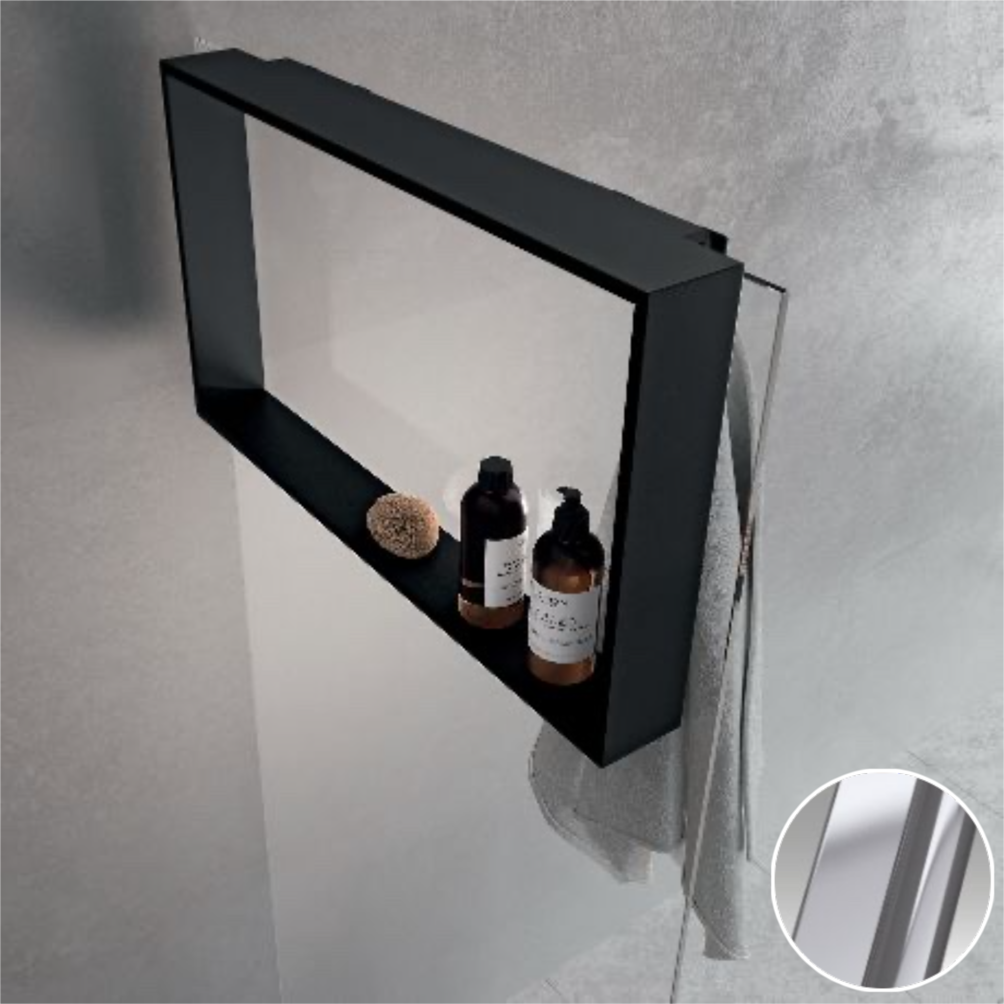 Полка с крючком 60x40 см novellini frame r90akfpo4070-b, цвет silver Полка с крючком 60x40 см novellini frame r90akfpo4070-b, цвет silver