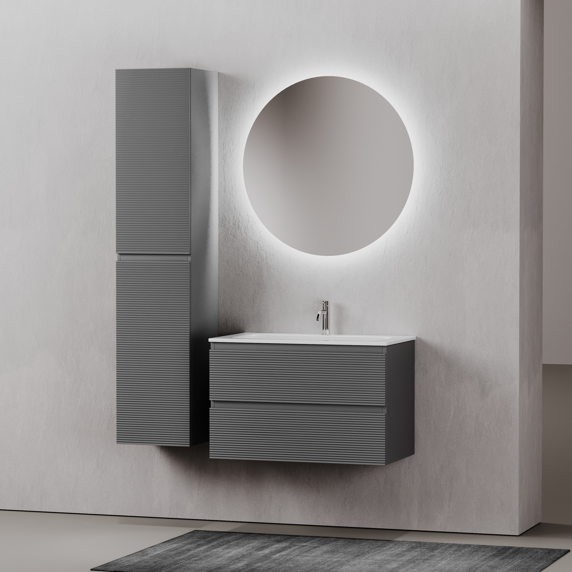 Тумба подвесная sancos folk 790х445х500, c двумя ящиками оснащенными доводчиками, grey soft, арт.fl80gs