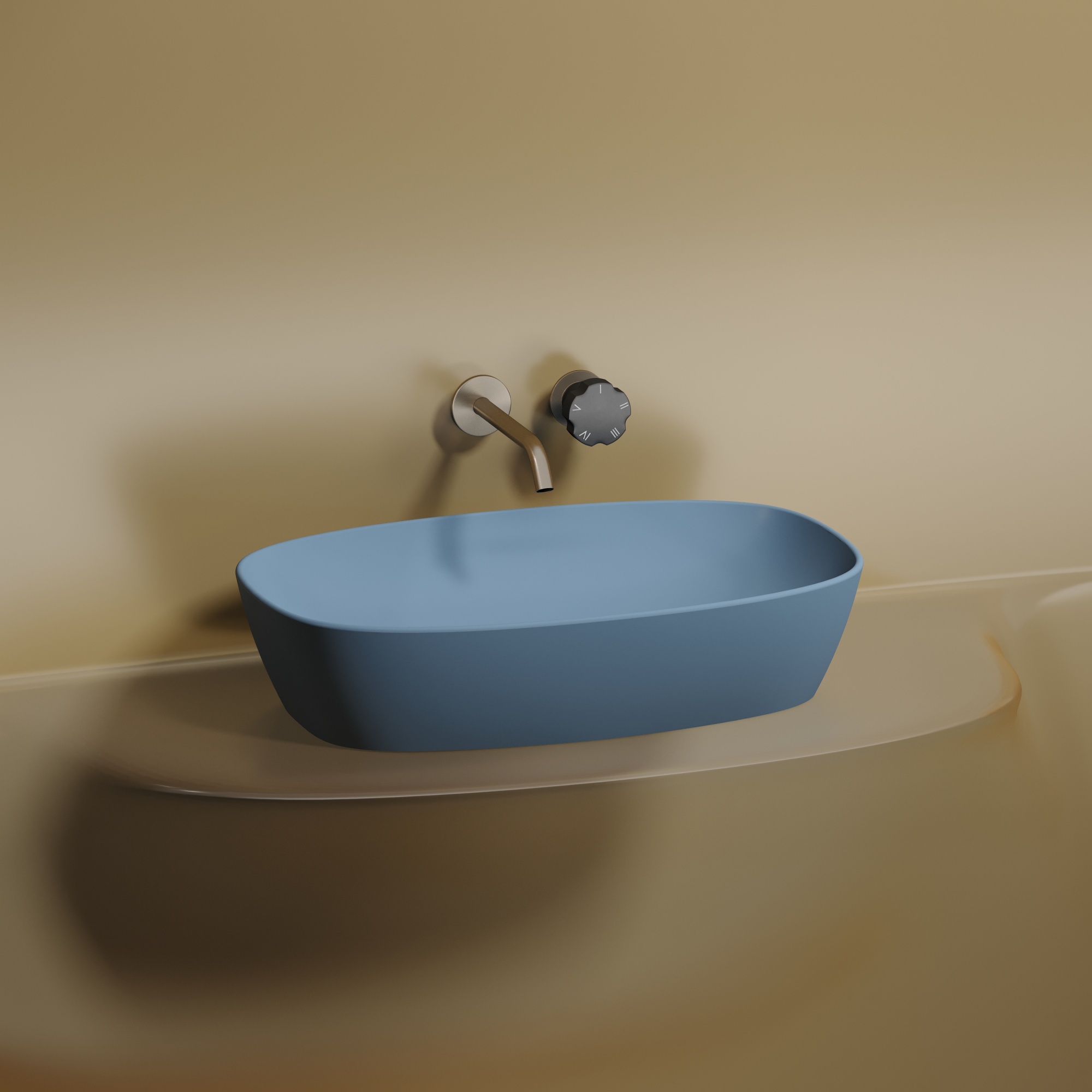 Умывальник чаша накладная овальная (цвет голубой матовый) element 600x380x138мм