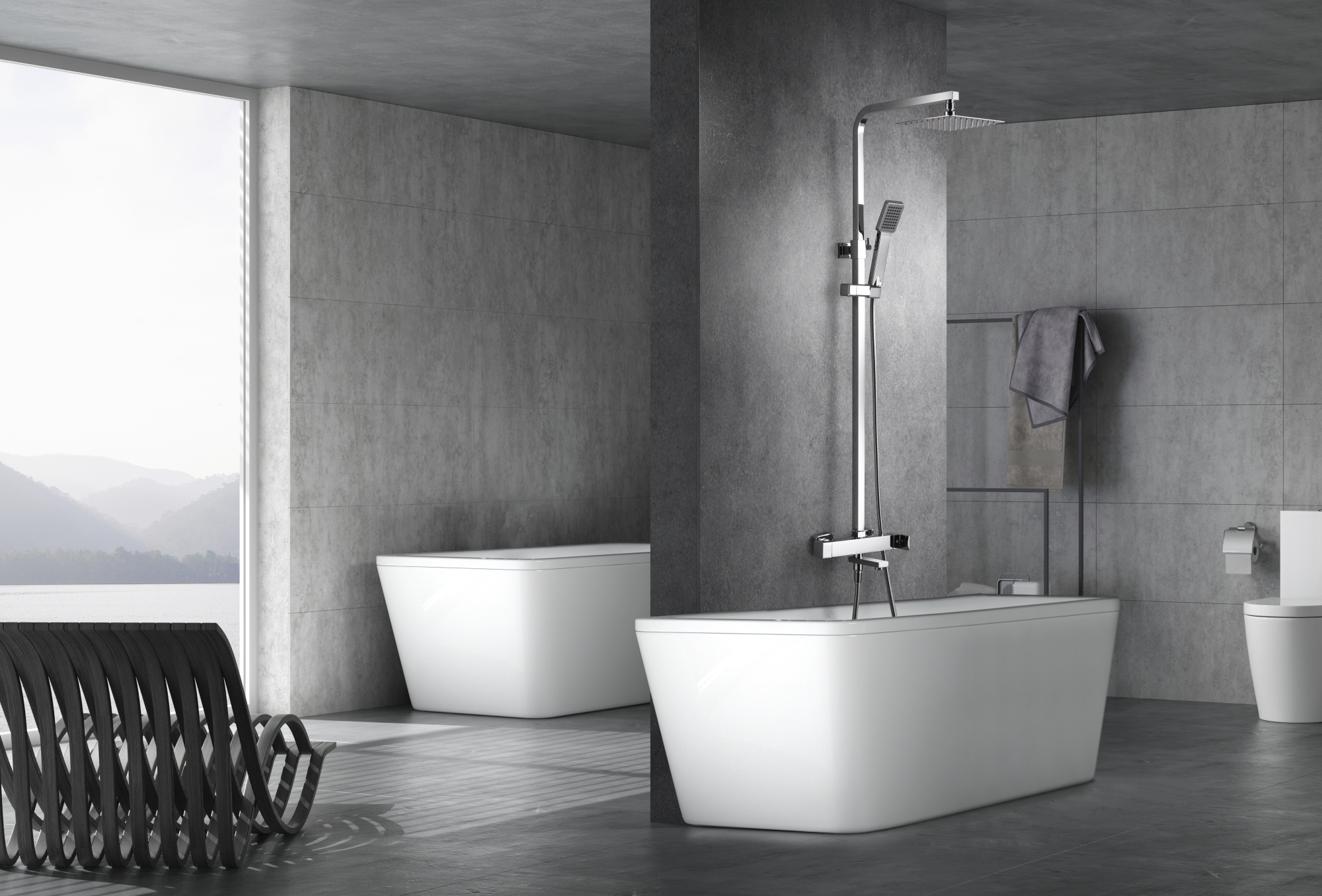 Душевая система настенная для ванны/душа с изливом верхним душем и лейкой imex fiyi bdf016-b chrome