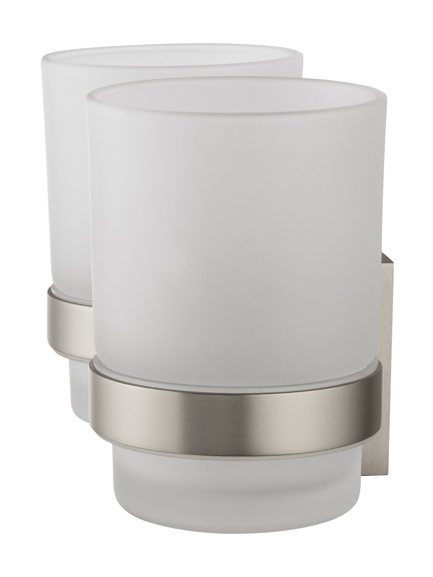 Два стакана для зубных щеток с держателем wonzon & woghand polo, брашированный никель (ww-8928-bn)