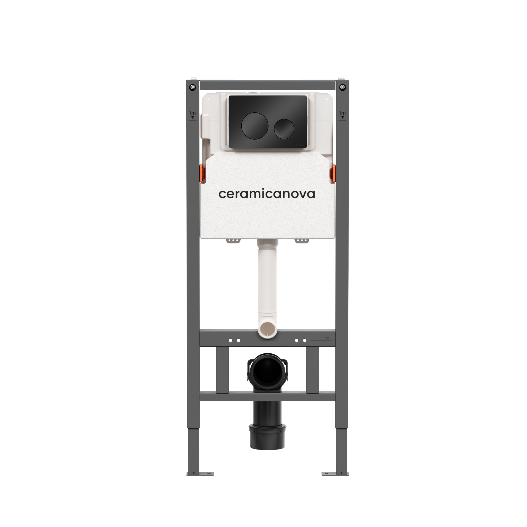 Система инсталляции для унитазов ceramicanova balance с кнопкой смыва circle, цвет черный матовый, с креплениями, арт.cn121001mb