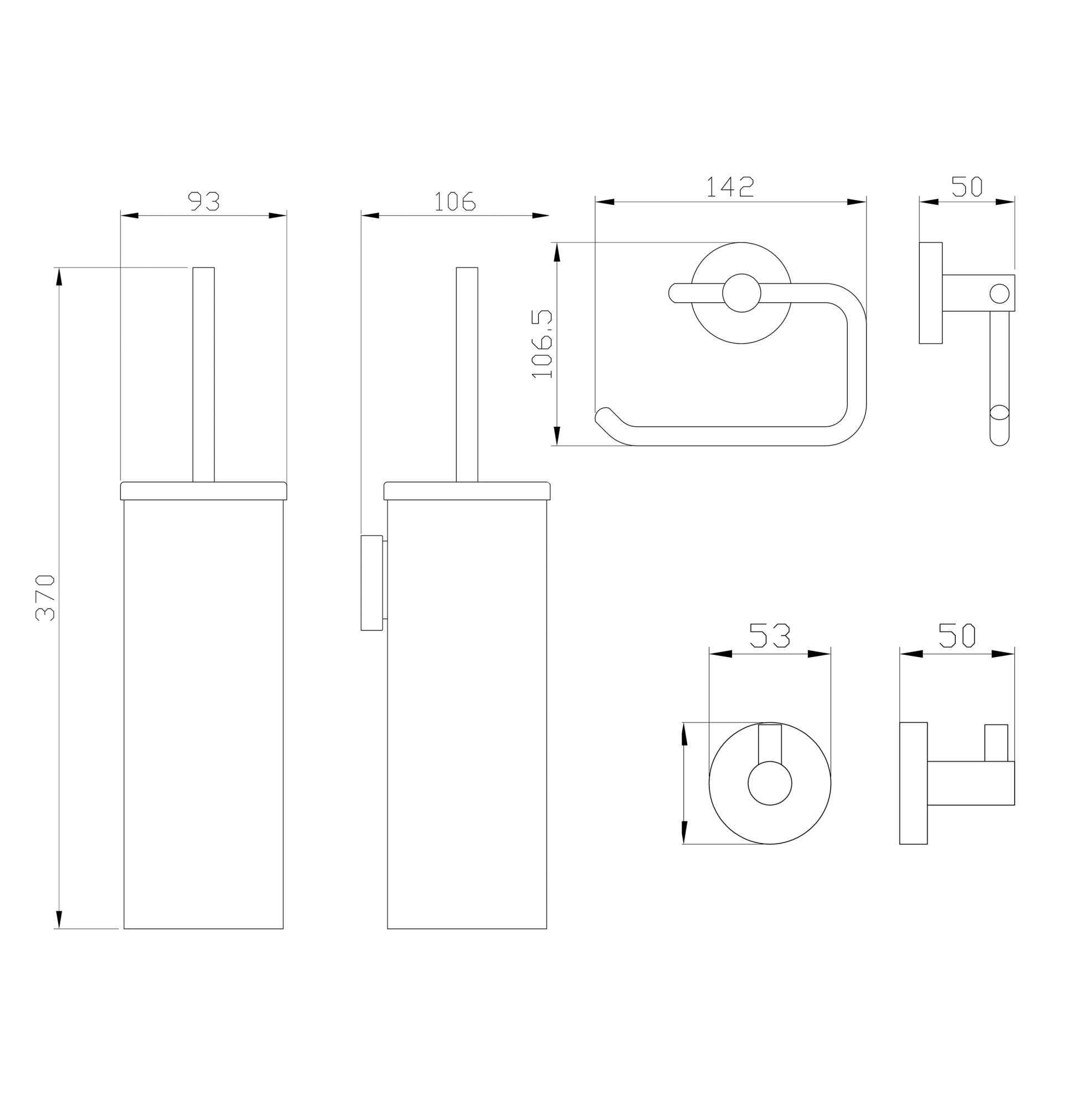 Набор аксессуаров из 3 предметов (крючок, держатель для бумаги, ершик) wonzon & woghand, брашированное золото (ww-8100-g)