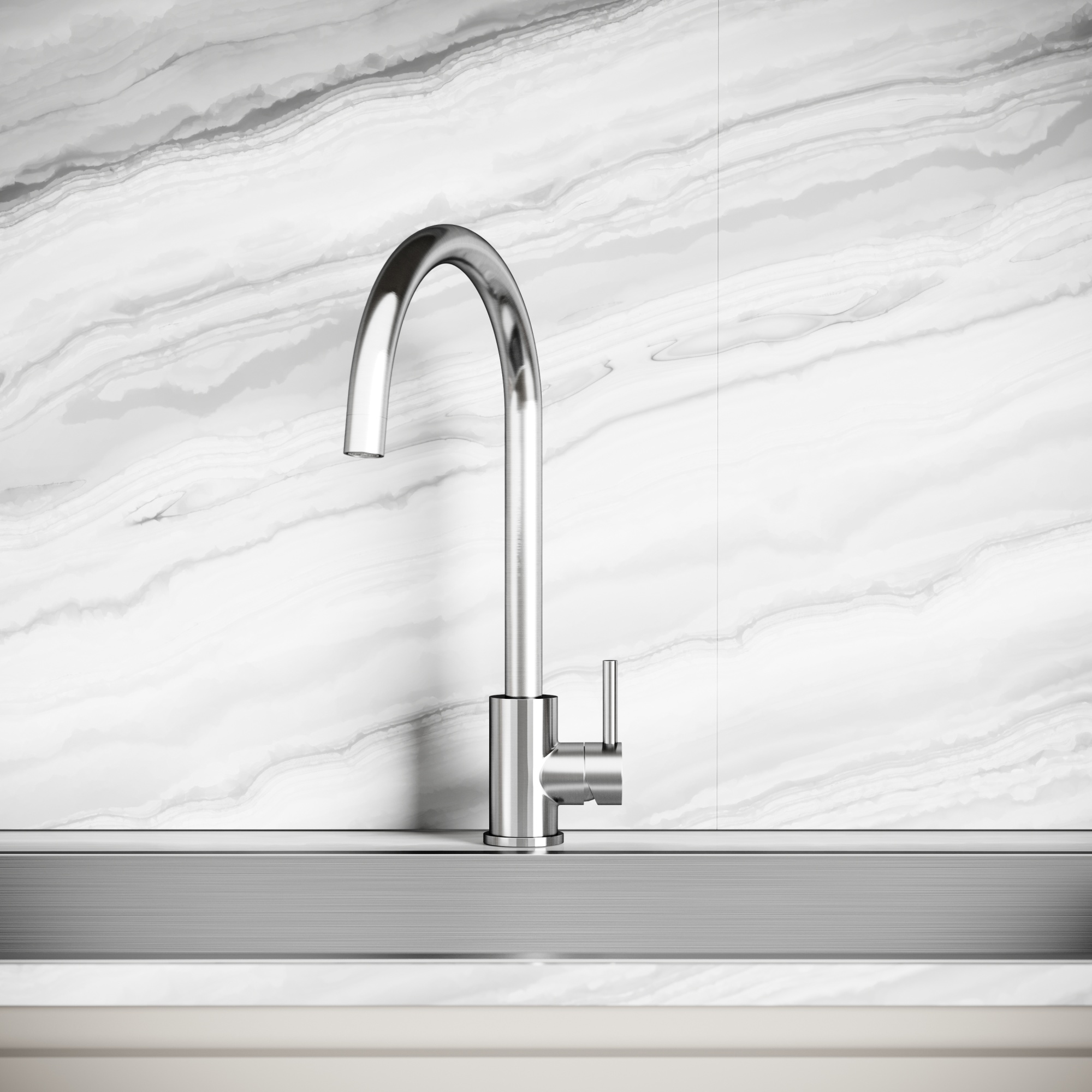 Смеситель для кухни из нержавеющей стали Sancos Stainless, с поворотным R изливом, арт SC12001SS