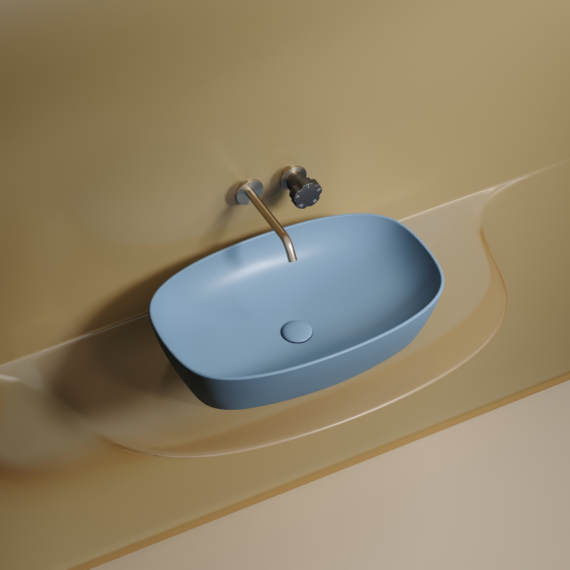 Умывальник чаша накладная овальная (цвет голубой матовый) element 600x380x138мм