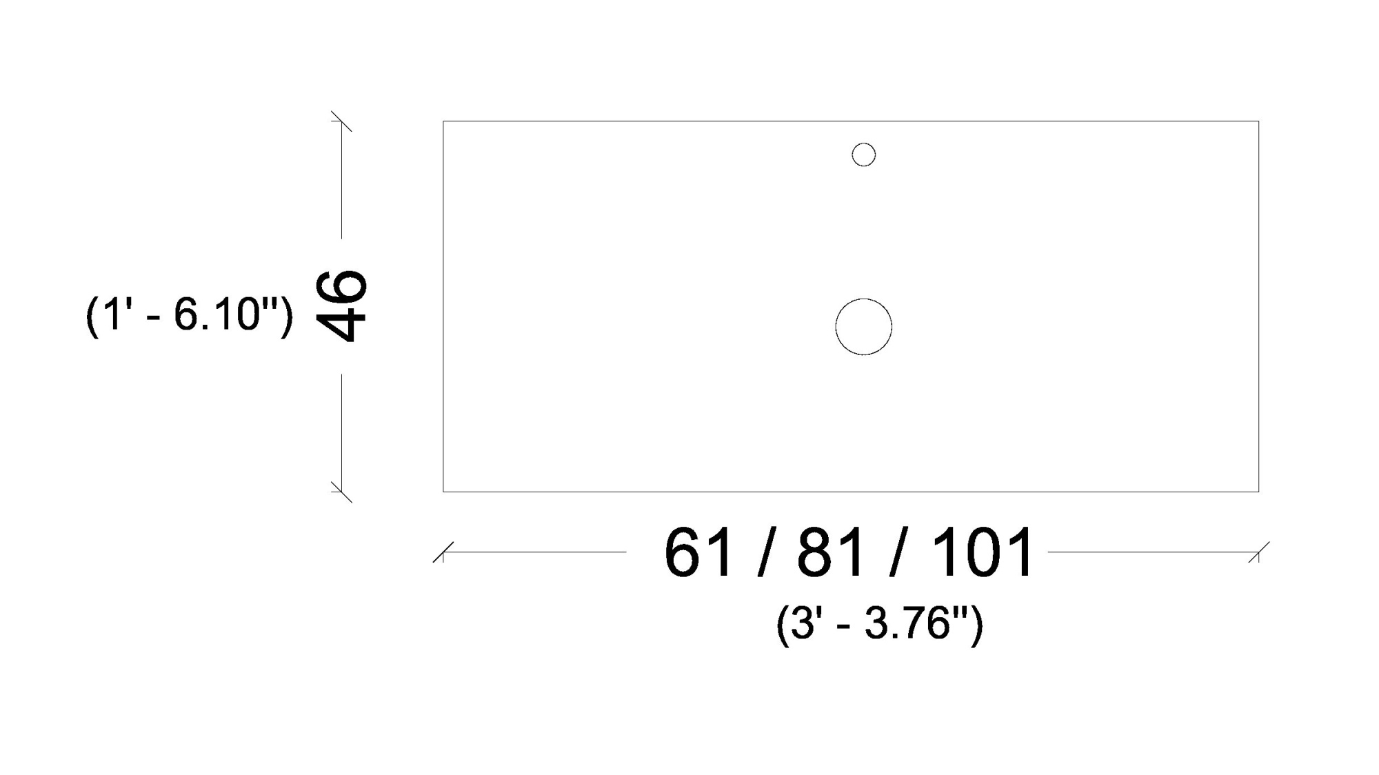 Столешница прямая белая 100 vallessi