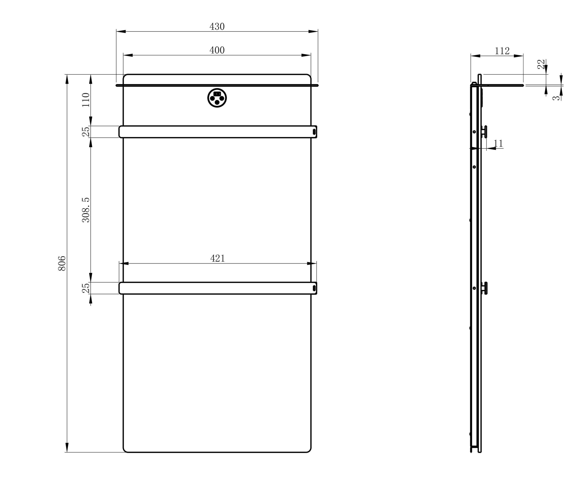 Полотенцесушитель электрический с каменной плитой черный мрамор wonzon & woghand stuttgart, брашированное золото (ww-a504-bg)