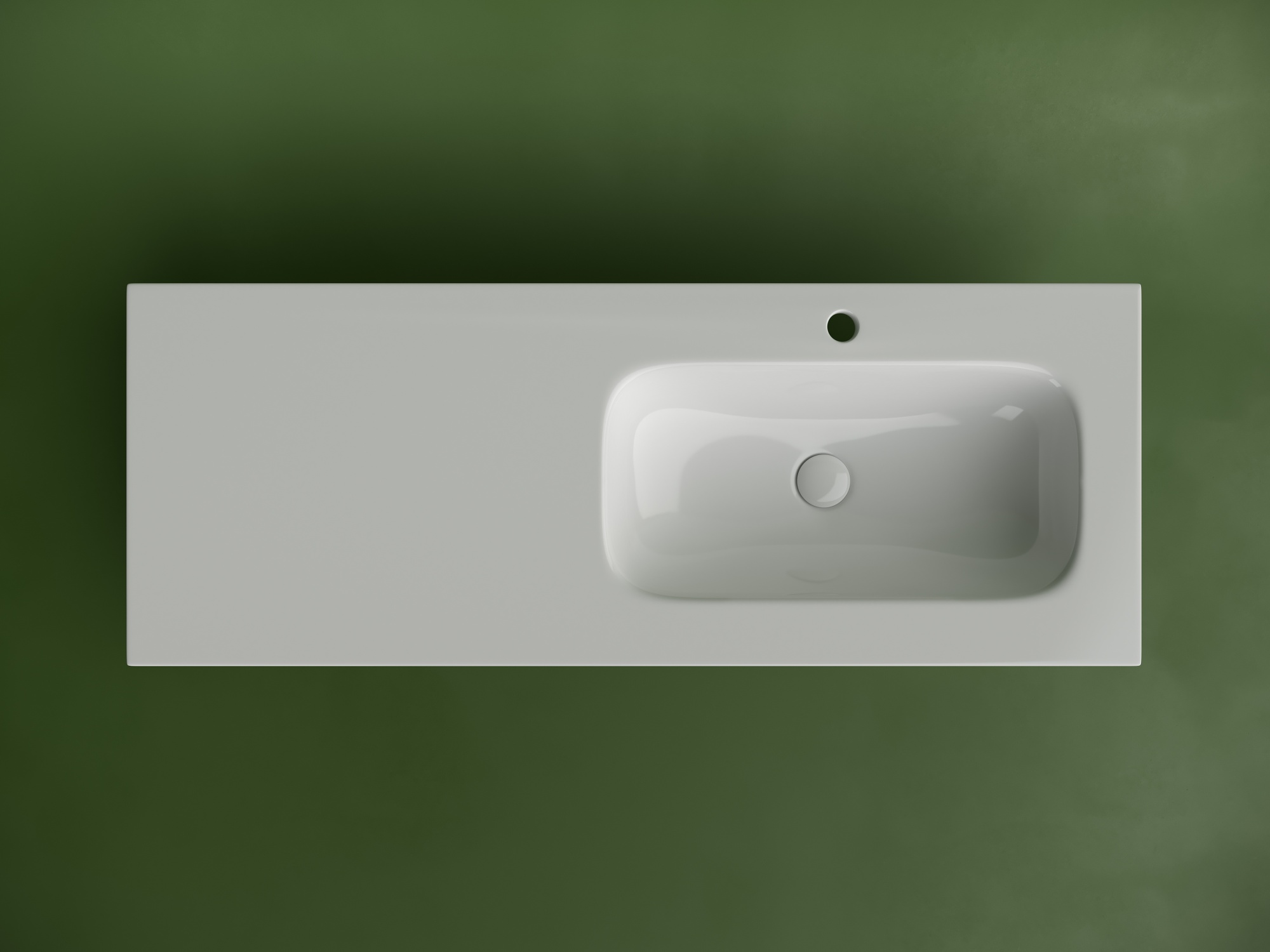 Раковина накладная мебельная grace прямоугольная 1210x457x137 с чашей справа и отверстием под смеситель цвет белый cn7021