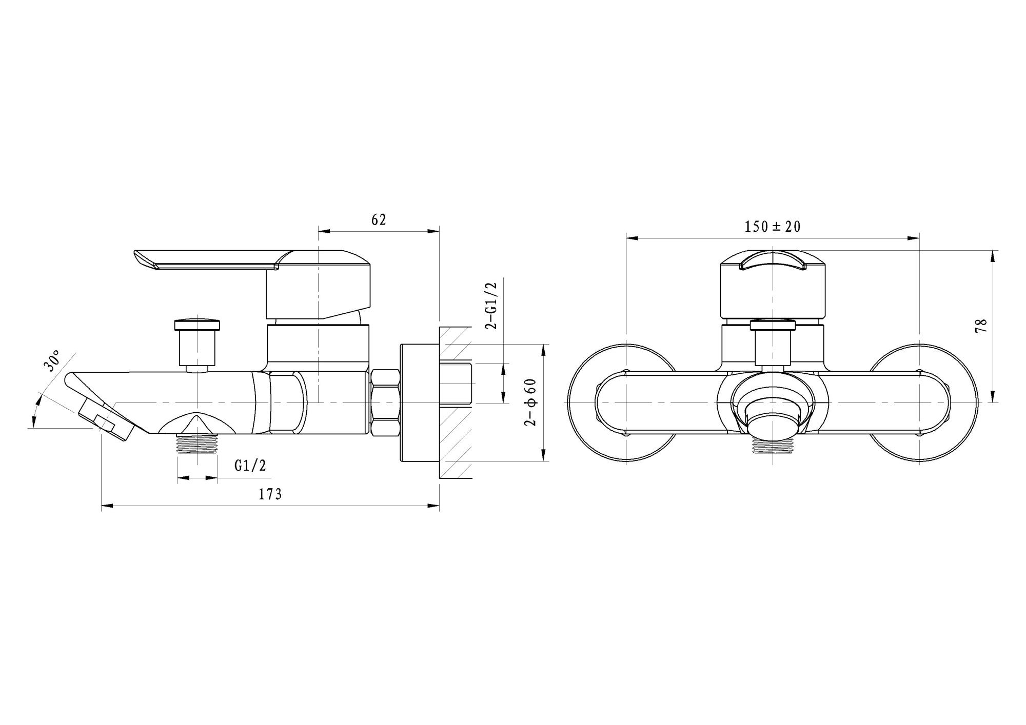Смеситель для ванны wonzon & woghand baroque, хром (ww-193101-cr)