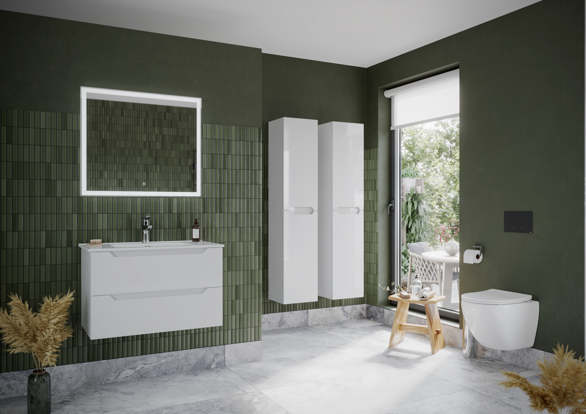 Тумба подвесная sancos norma 2.0 790х450х500, c двумя ящиками оснащенными доводчиками, белый глянец , арт. nr2.080w