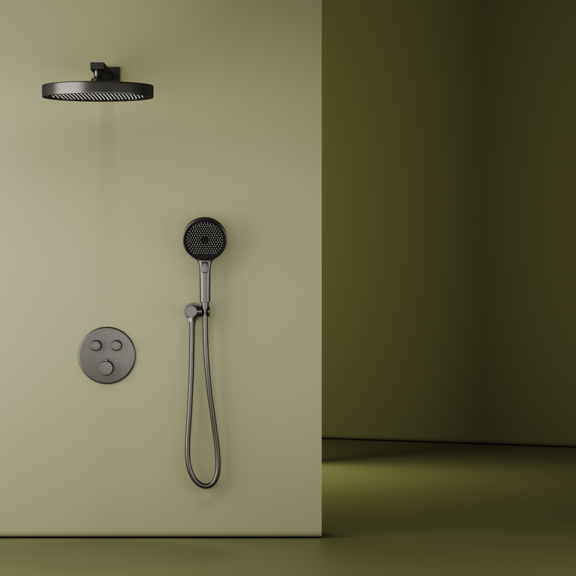 Душевой комплект sancos space встраиваемый c термостатическим смесителем, цвет вороненая сталь , арт. sc3006gmg Душевой комплект sancos space встраиваемый c термостатическим смесителем, цвет вороненая сталь , арт. sc3006gmg