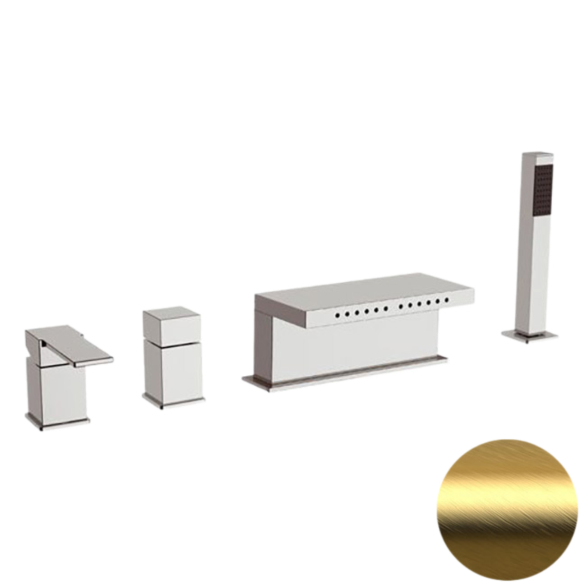 Смеситель для ванны remer qubika q06bg, золото брашированное