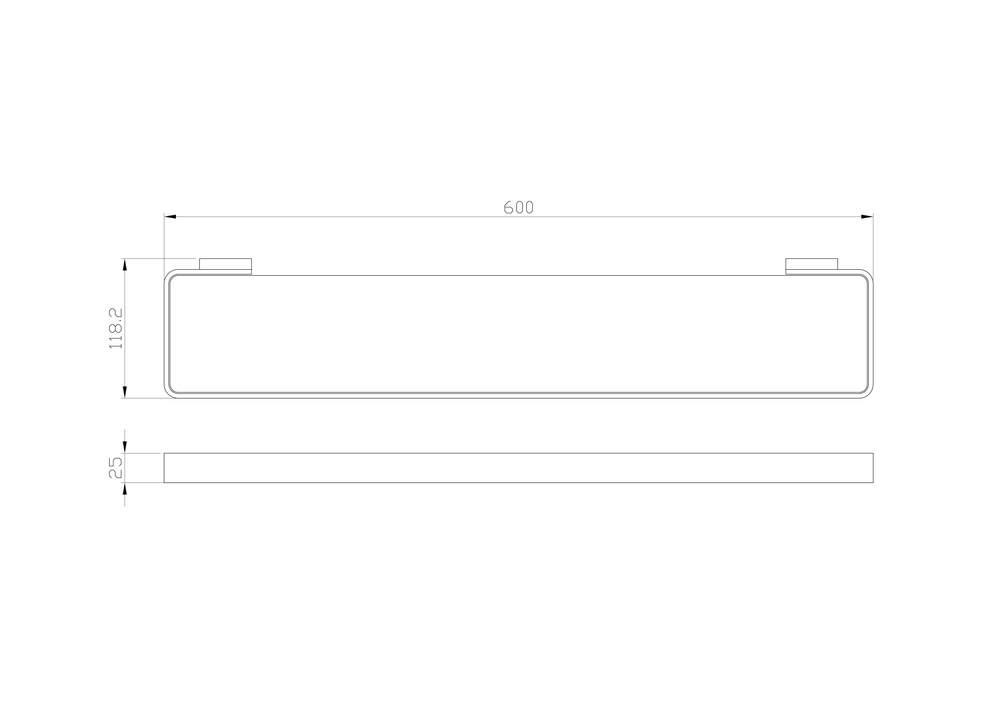 Стеклянная полка для ванной wonzon & woghand lotte, черный матовый (ww-8327a-mb)