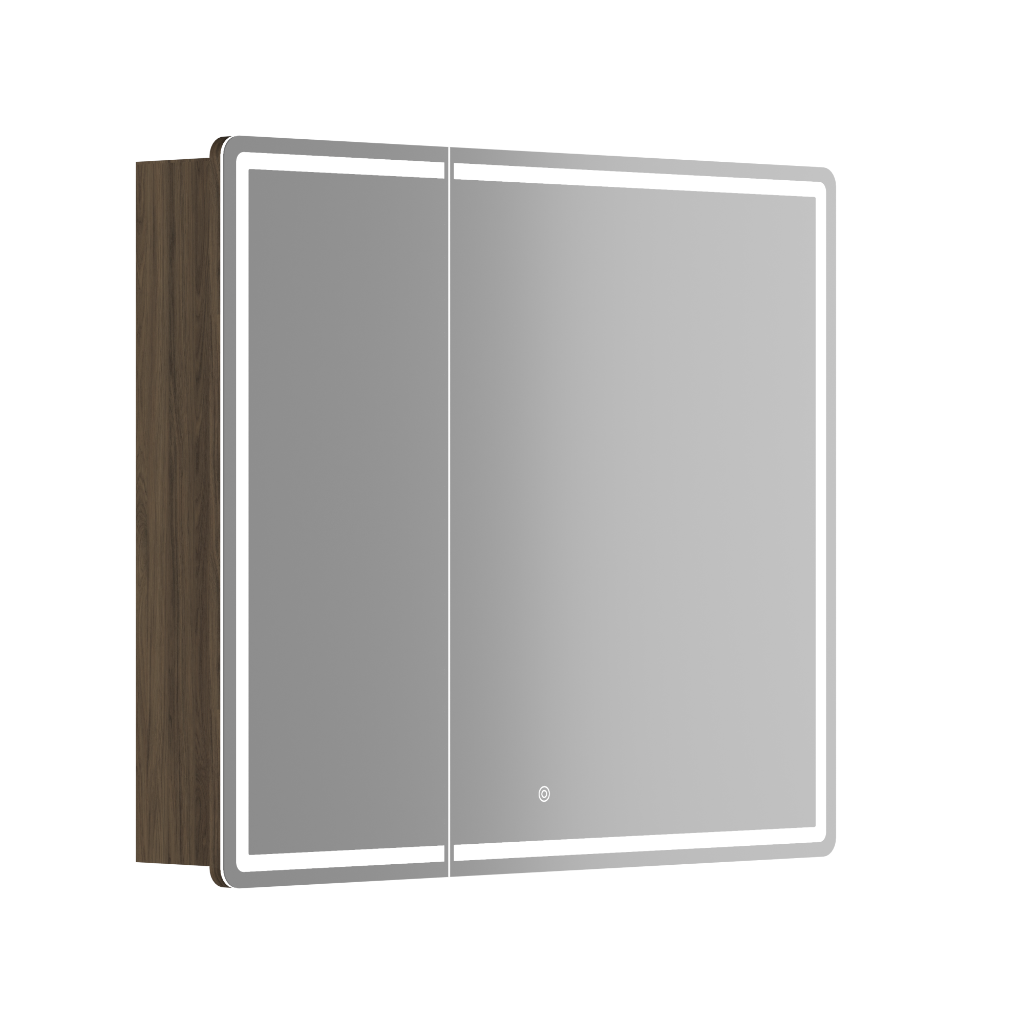 Зеркальный шкаф для ванной комнаты sancos mirror 890x150х740 мм, с led подсветкой, цвет дуб чарльстон, арт. mi90ech