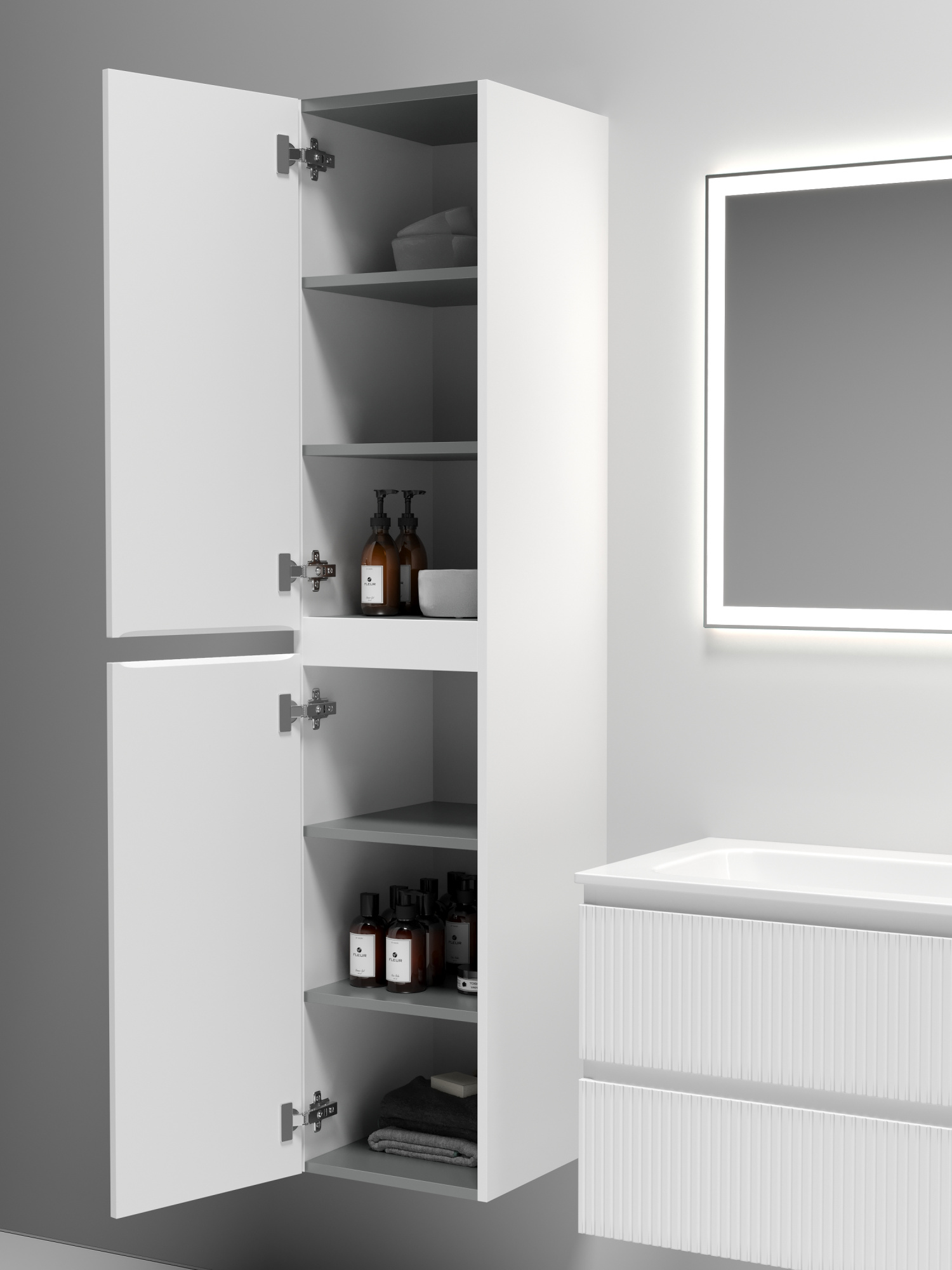 Шкаф-пенал sancos snob t подвесной bianco, 350х350х1650 мм, арт. psnt35w