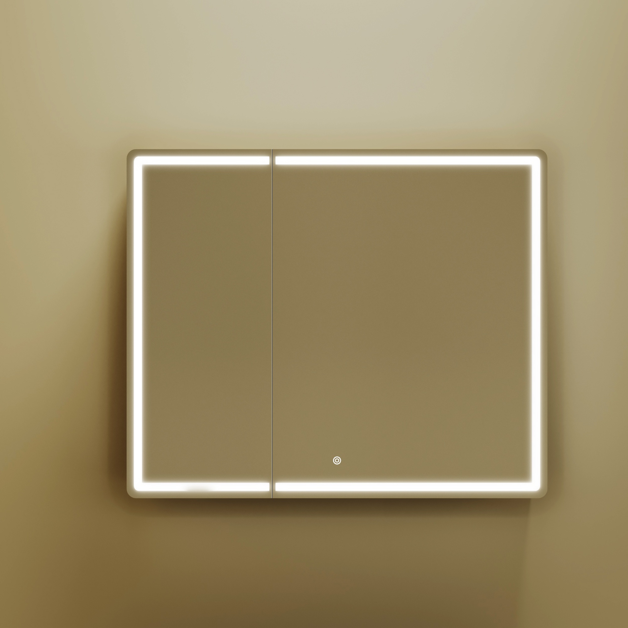 Зеркальный шкаф для ванной комнаты sancos mirror 890x150х740 мм, с led подсветкой, цвет дуб чарльстон, арт. mi90ech