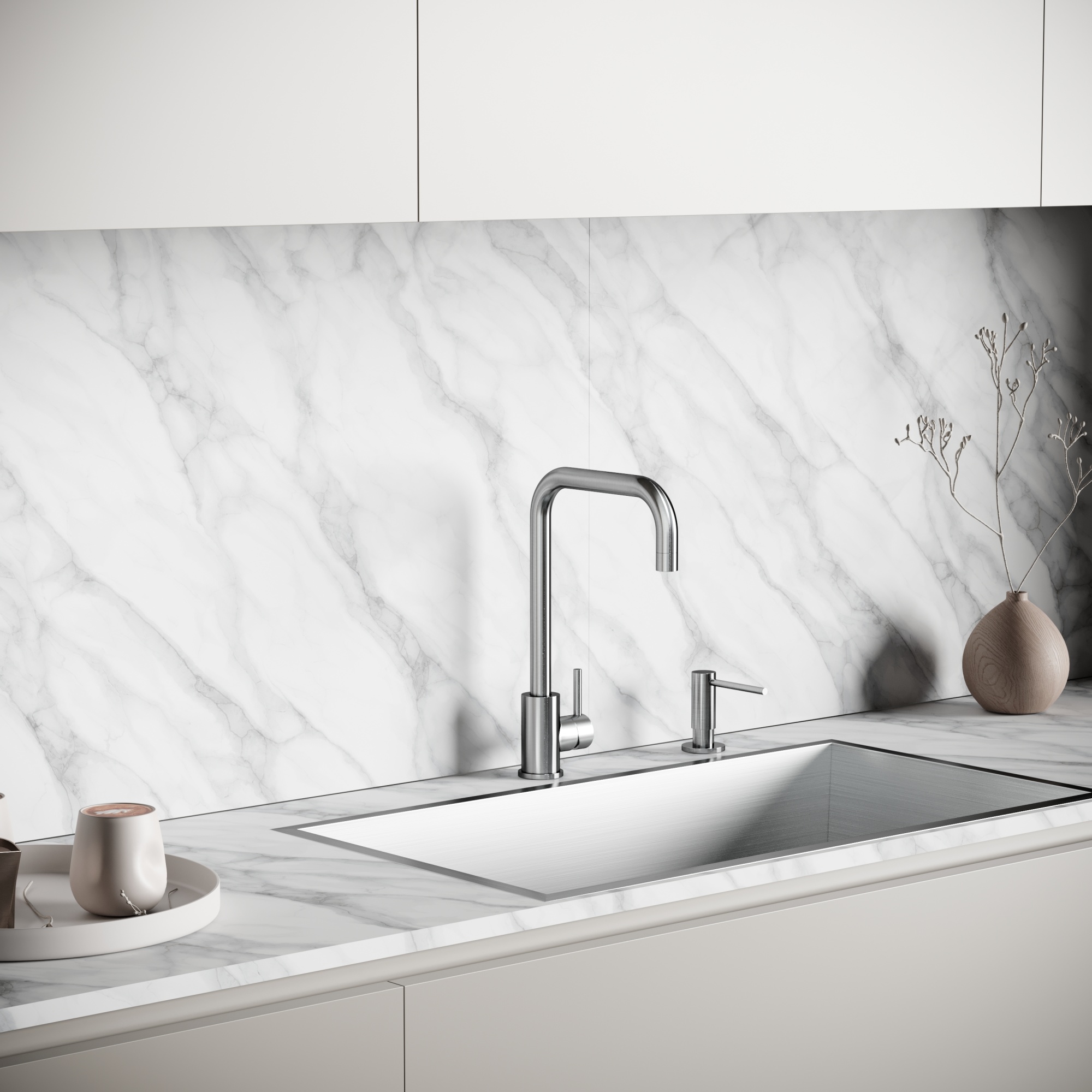 Смеситель для кухни из нержавеющей стали Sancos Stainless, с поворотным Г изливом, арт SC12002SS