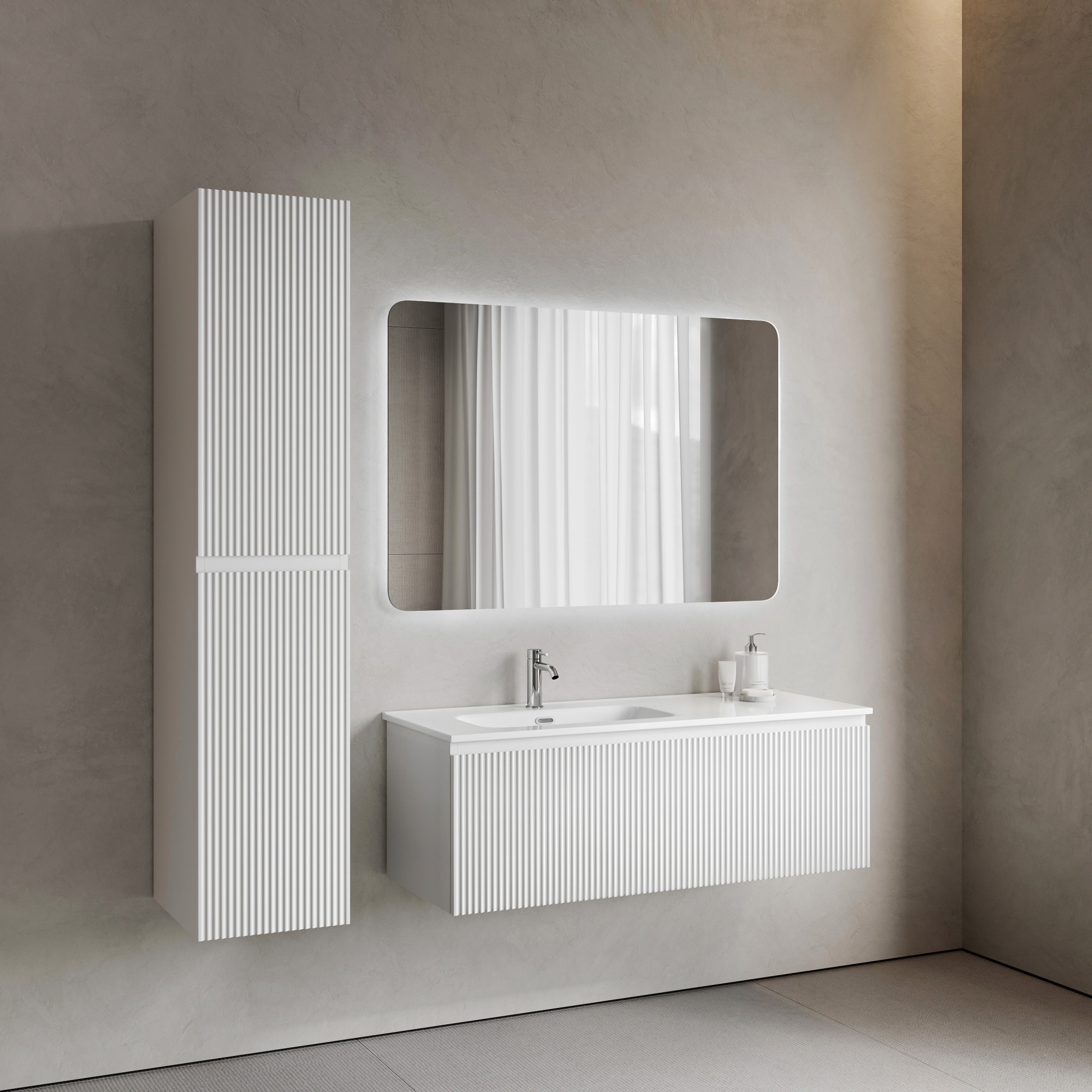 Тумба подвесная SANCOS Snob R 1.0 1195х445х406, c одним ящиком оснащенным доводчиками, Bianco , арт.SNR1.0120LW