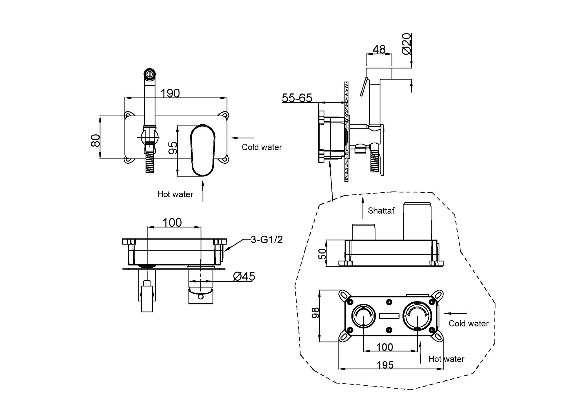 Гигиенический душ со смесителем  spectre 457-br бронза boheme