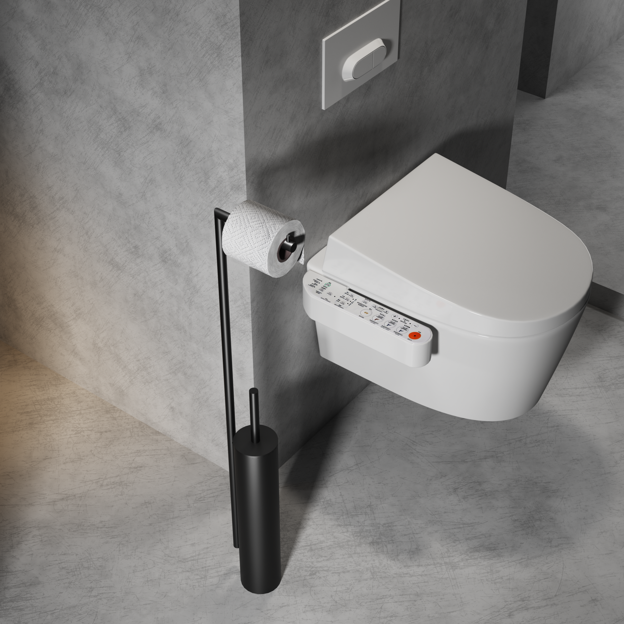 Туалетный ершик в комплекте с держателем туалетной бумаги wonzon & woghand, черный матовый (ww-v4602-mb)