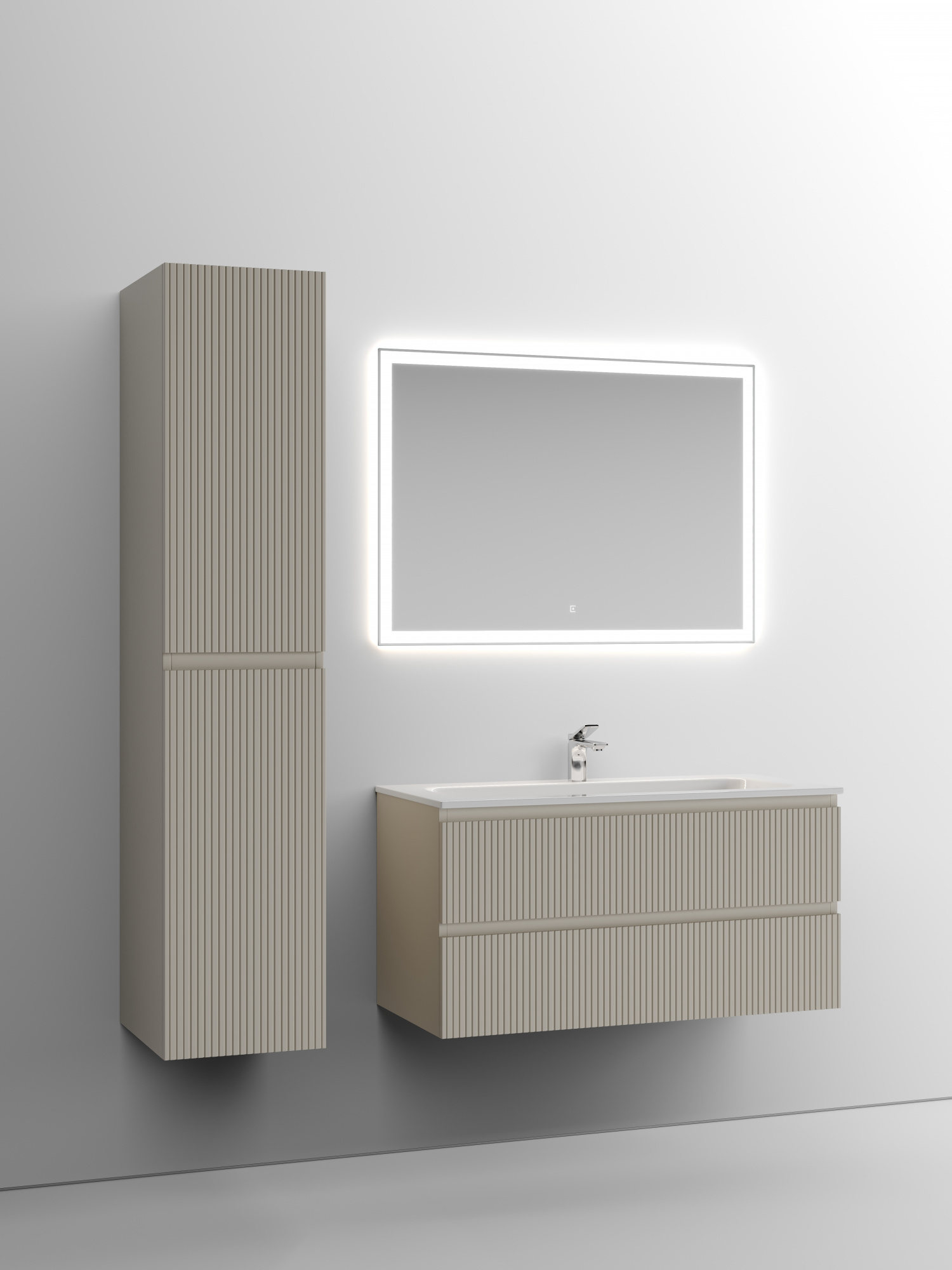 Тумба подвесная sancos snob t 995х445х500, c двумя ящиками оснащенными доводчиками, beige soft , арт.snt100ce