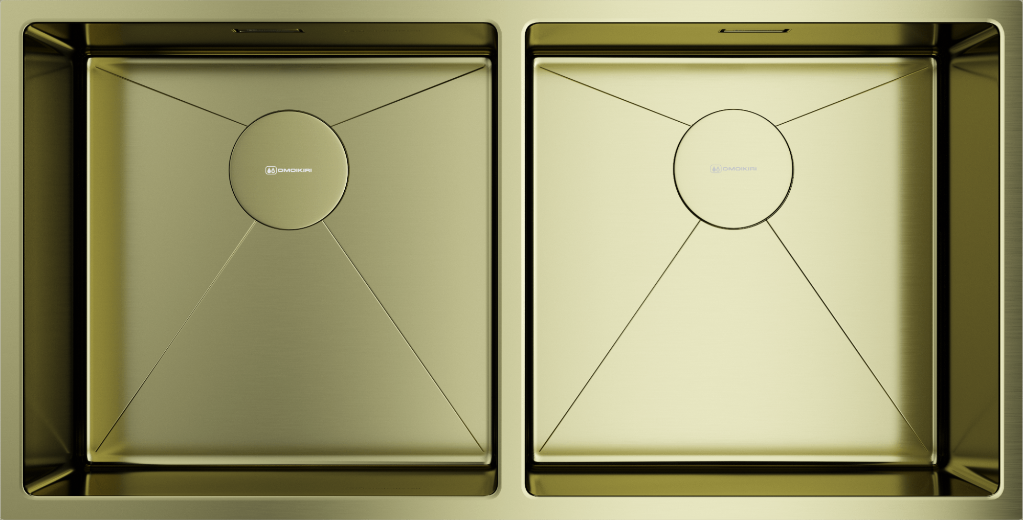 Кухонная мойка omoikiri taki 86-2-u/if-lg нерж. сталь/светлое золото 865 x 440 x 200