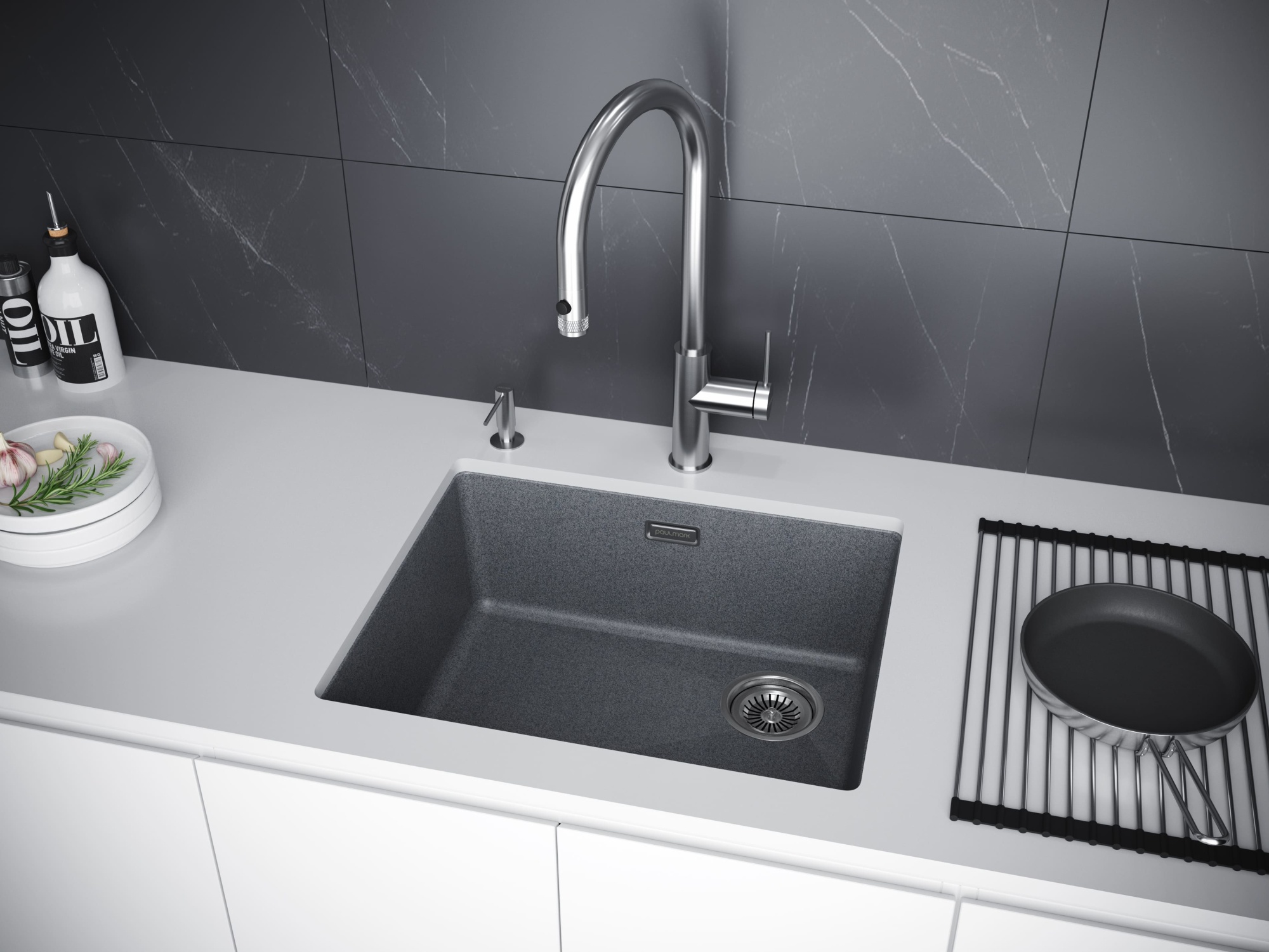 Мойка lumi 55uni-skew, it-granit, lu55sk-dg, графит, 555х440, paulmark
